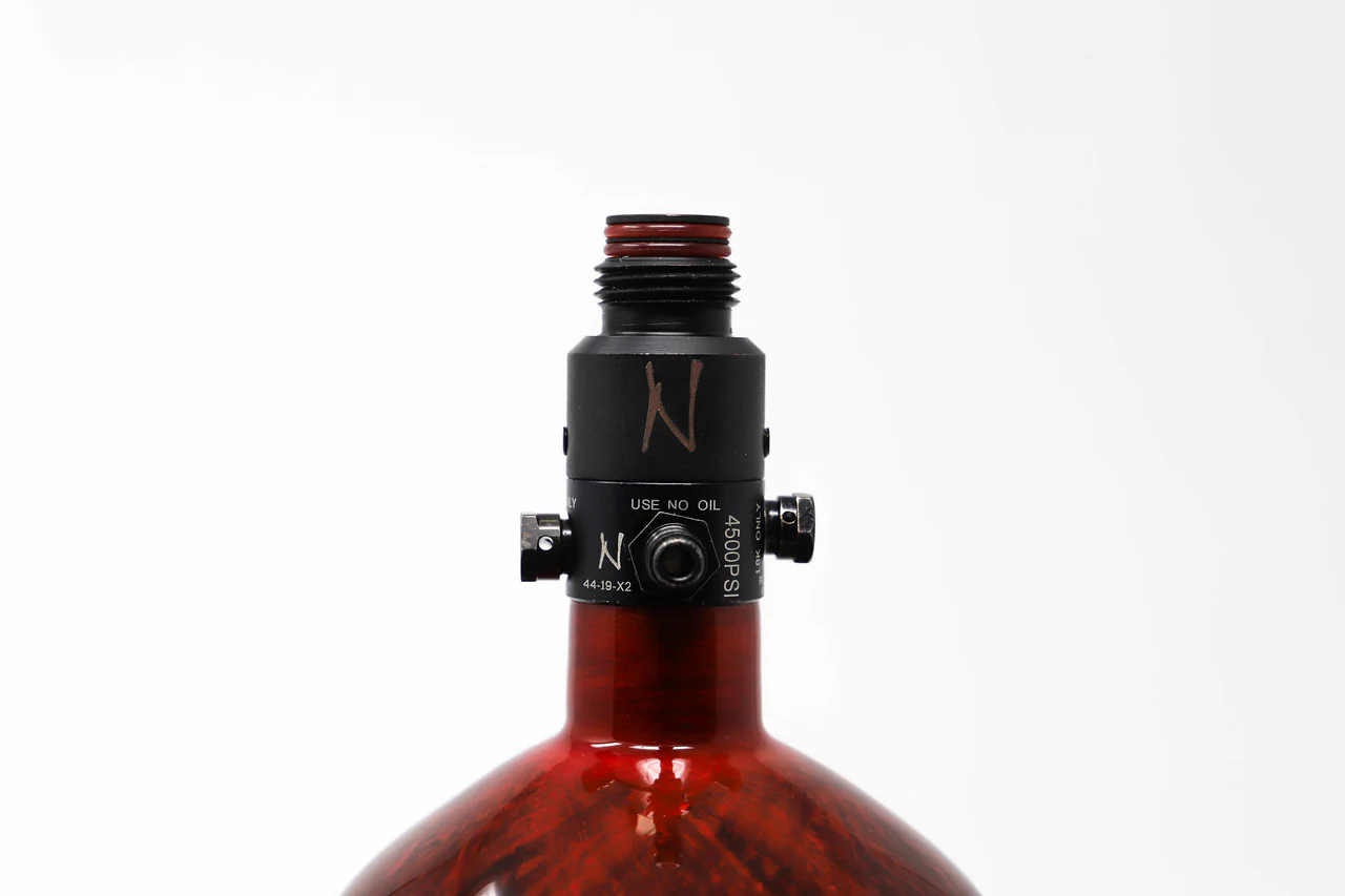 Ninja SL2 77/4500 Carbon Fiber Paintball Tank - Red - Standard Adjustable Regulator - Image 2