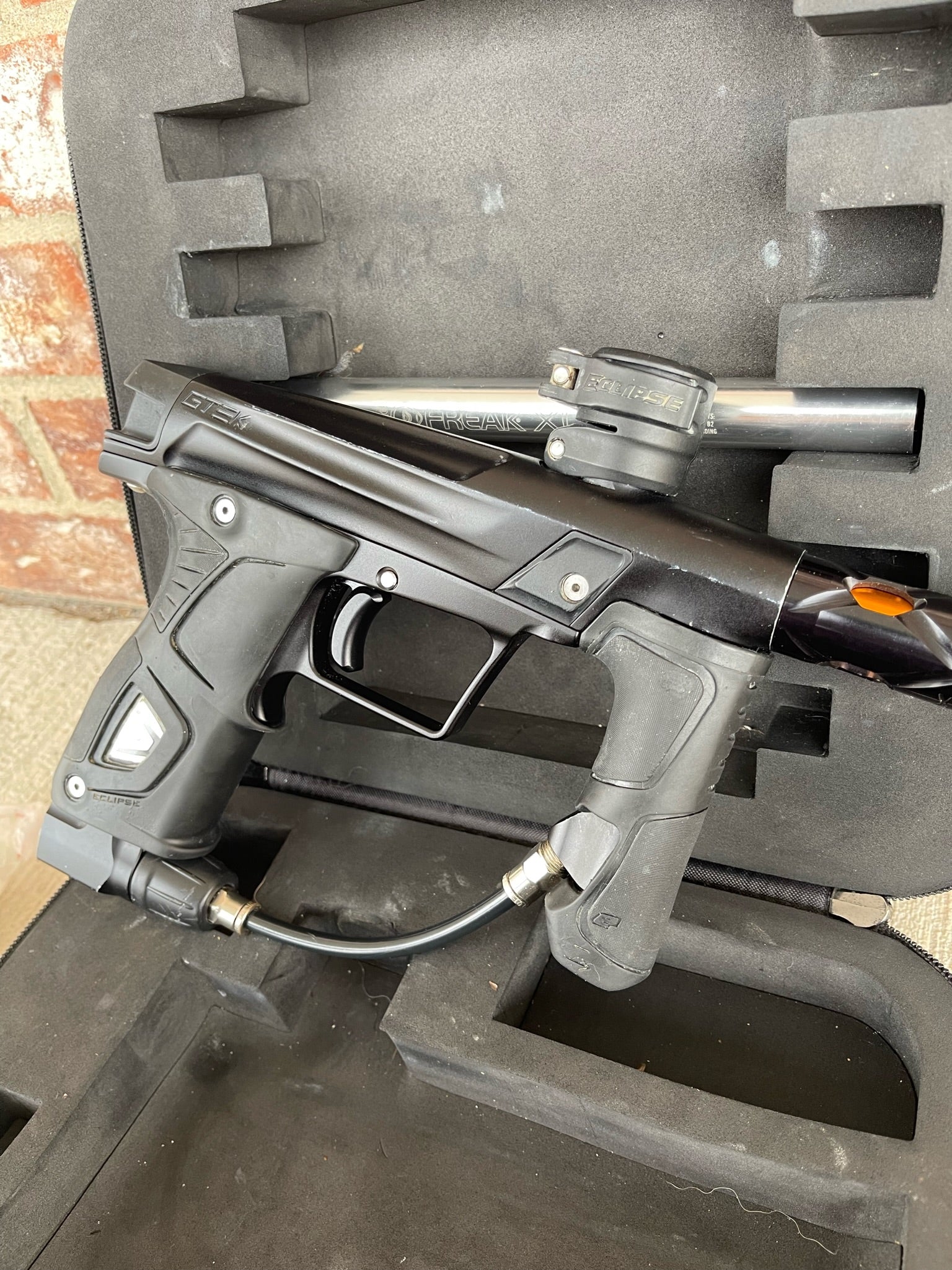 Planet Eclipse GMEK Paintball Marker- MECHANICAL - Black w/ Deadlywinds 16" Carbon Fiber Barrel + Slide Trigger - Image 3