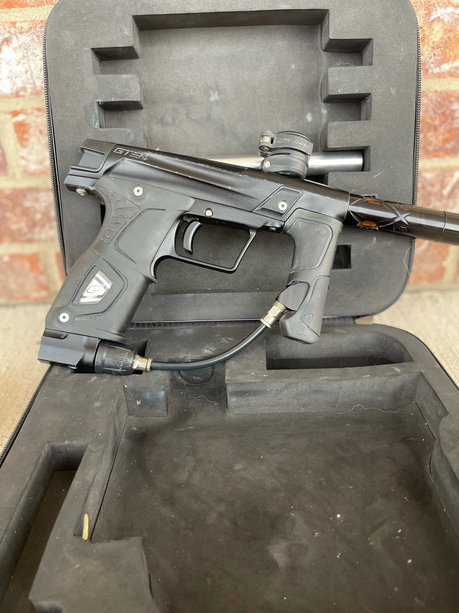 Planet Eclipse GMEK Paintball Marker- MECHANICAL - Black w/ Deadlywinds 16" Carbon Fiber Barrel + Slide Trigger - Image 5