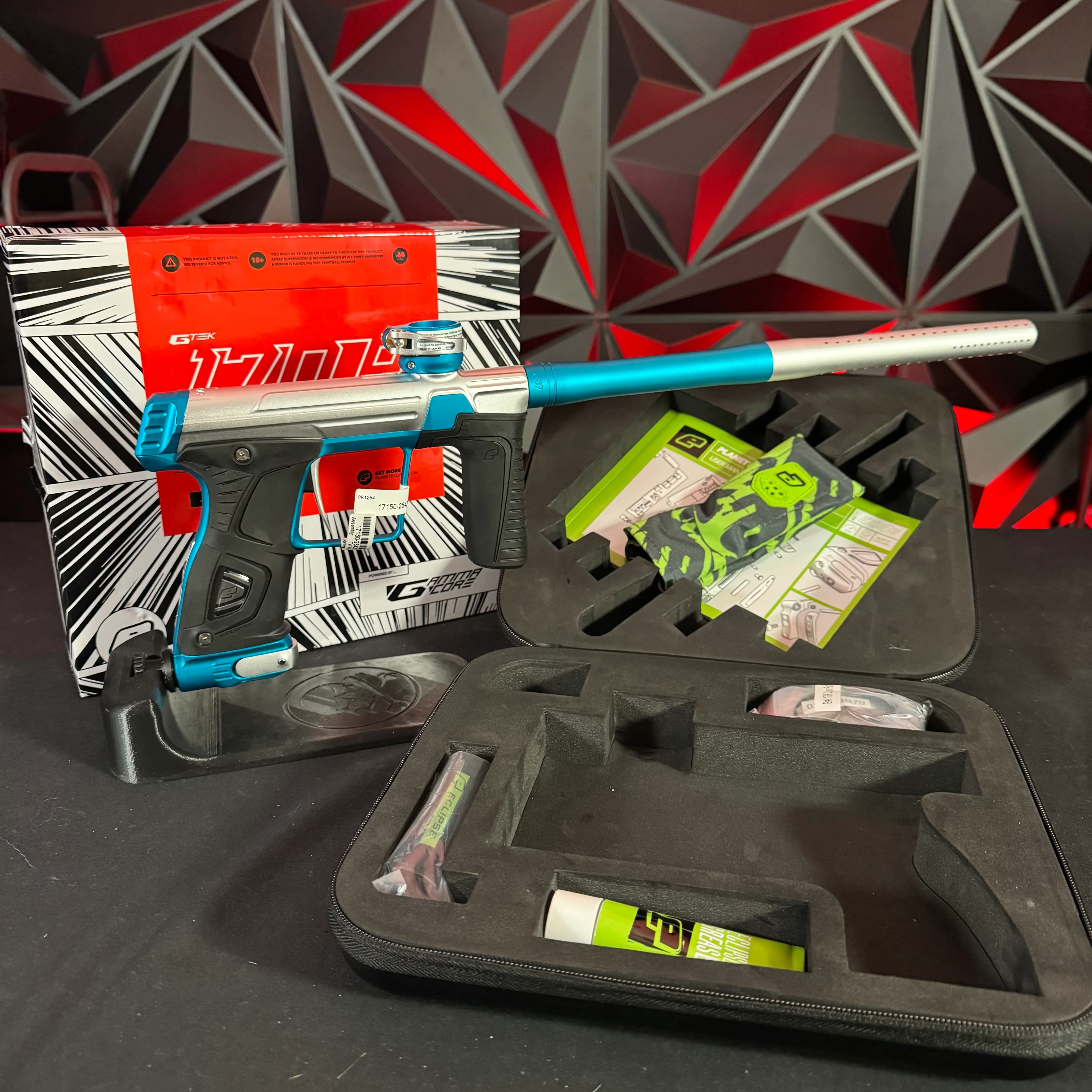 Planet Eclipse Gtek 170R Paintball Gun - Silver/Teal (New; discontinued model)