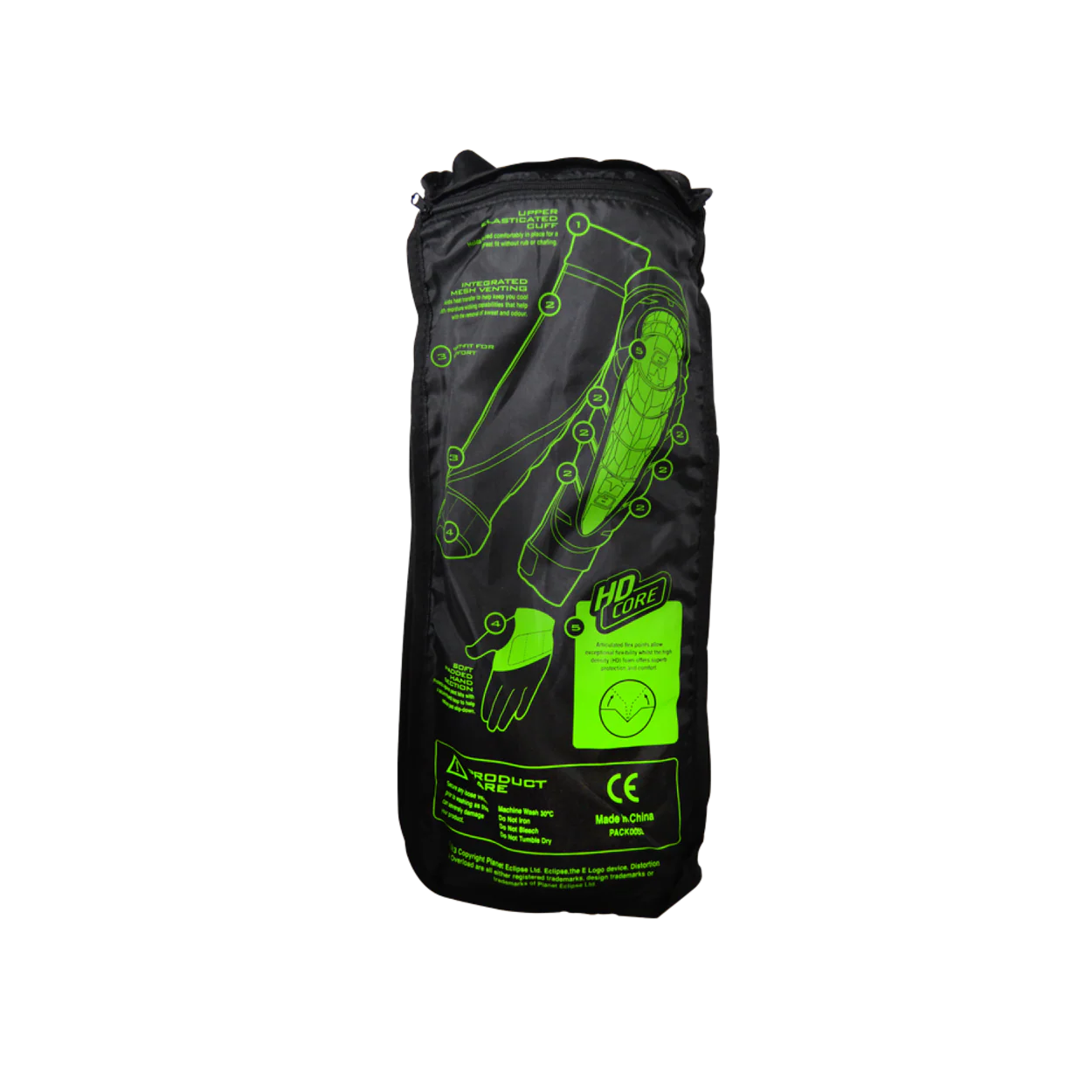 Planet Eclipse HD Core Elbow Pads - Black - Lime - Image 3