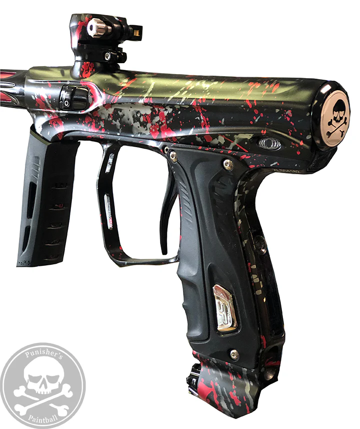 Shocker XLS Paintball Gun - Punishers Paintball Tri Color Splash - Black/Red/Silver - Image 2
