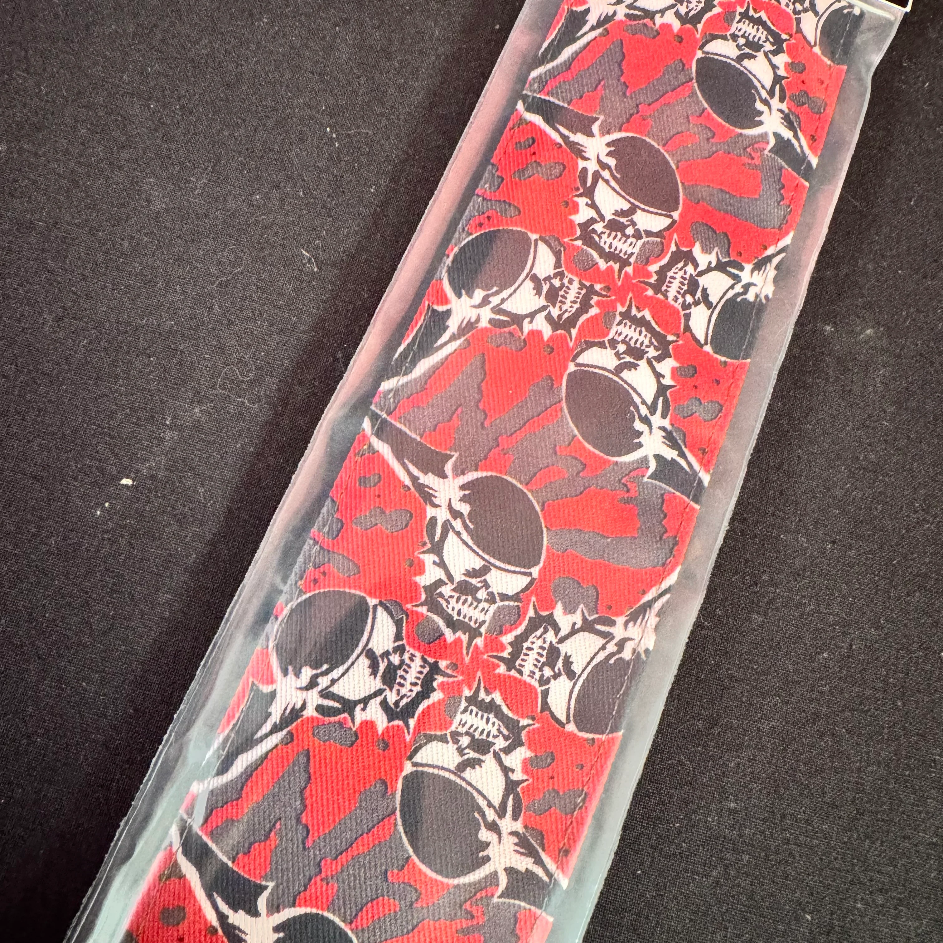 Sandana Headband Flying Skulls - Red/Grey w/Black Skulls - Image 2