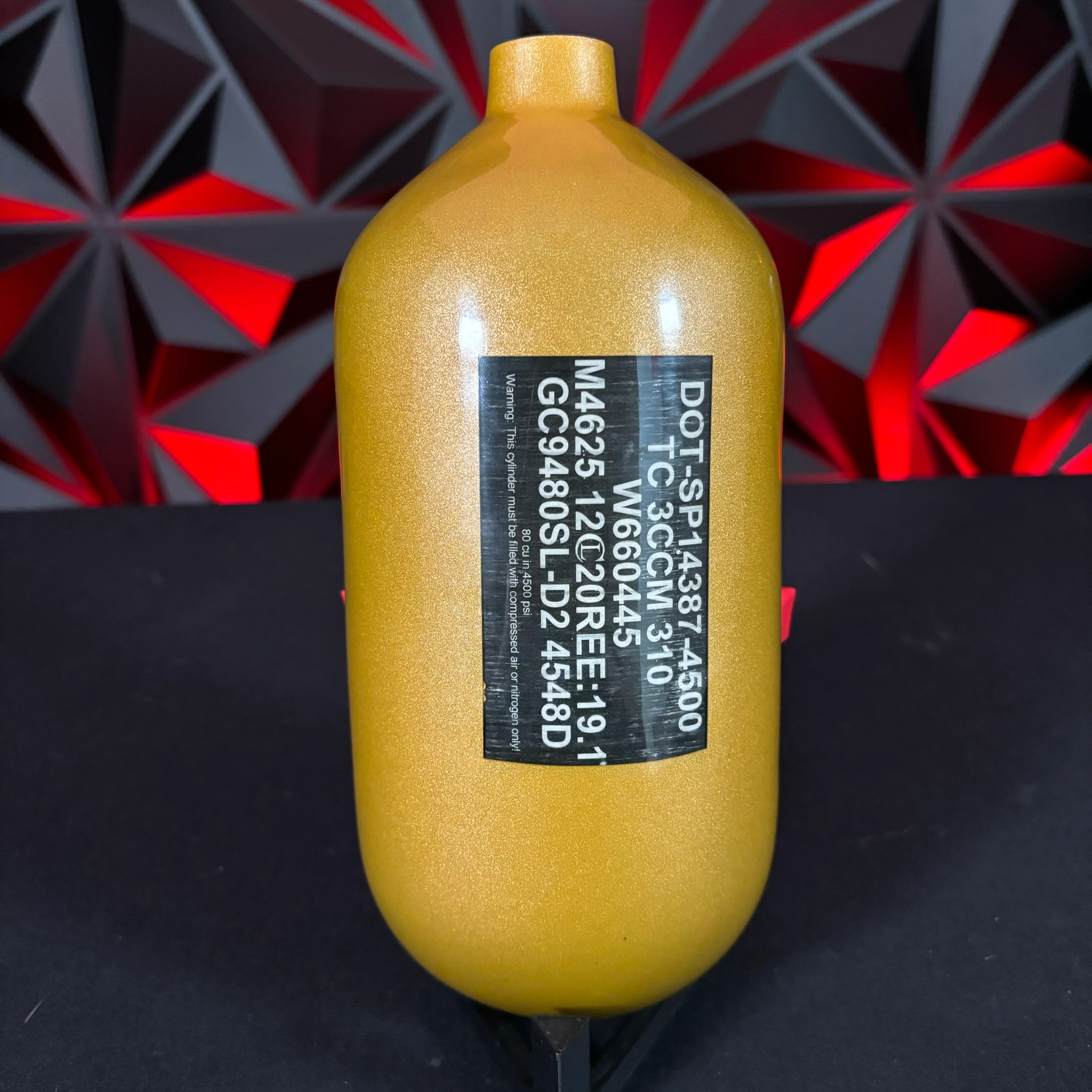 Used 80/4500 Paintball Tank - Diamond Series - Gold *BOTTLE ONLY* - Image 2