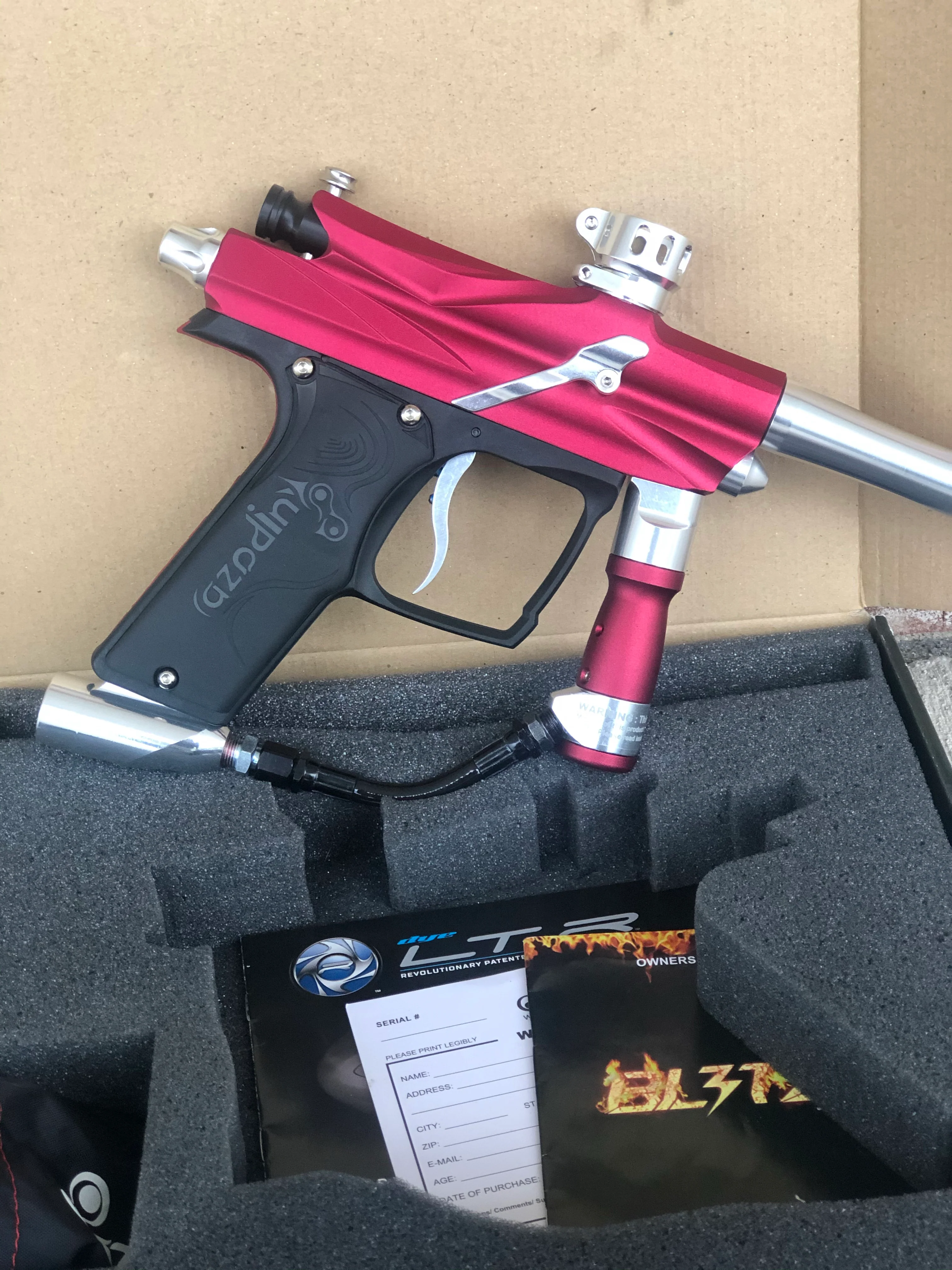Used Azodin Blitz 3 Paintball Gun - Polished Red/Silver - Image 3