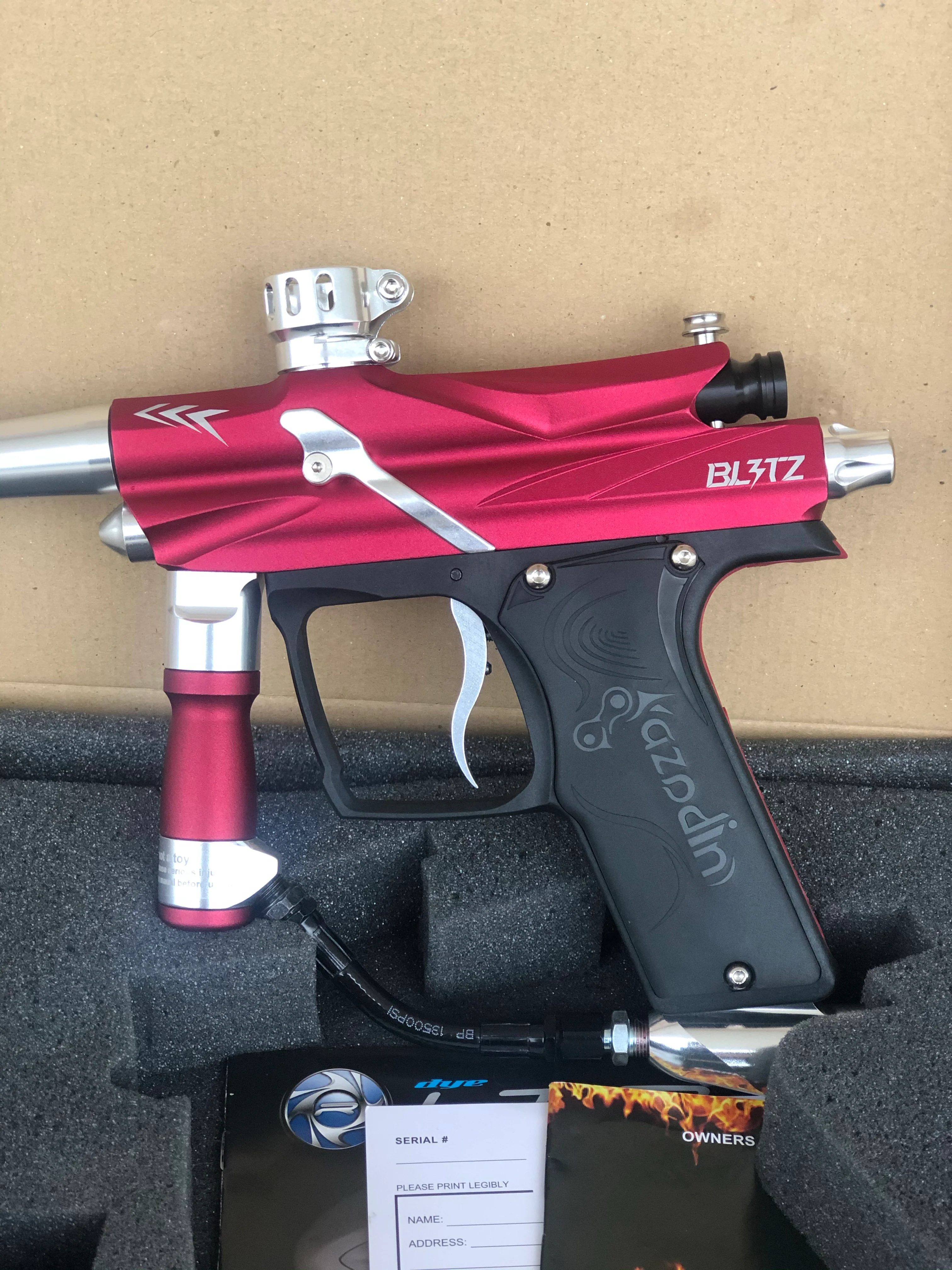 Used Azodin Blitz 3 Paintball Gun - Polished Red/Silver - Image 4