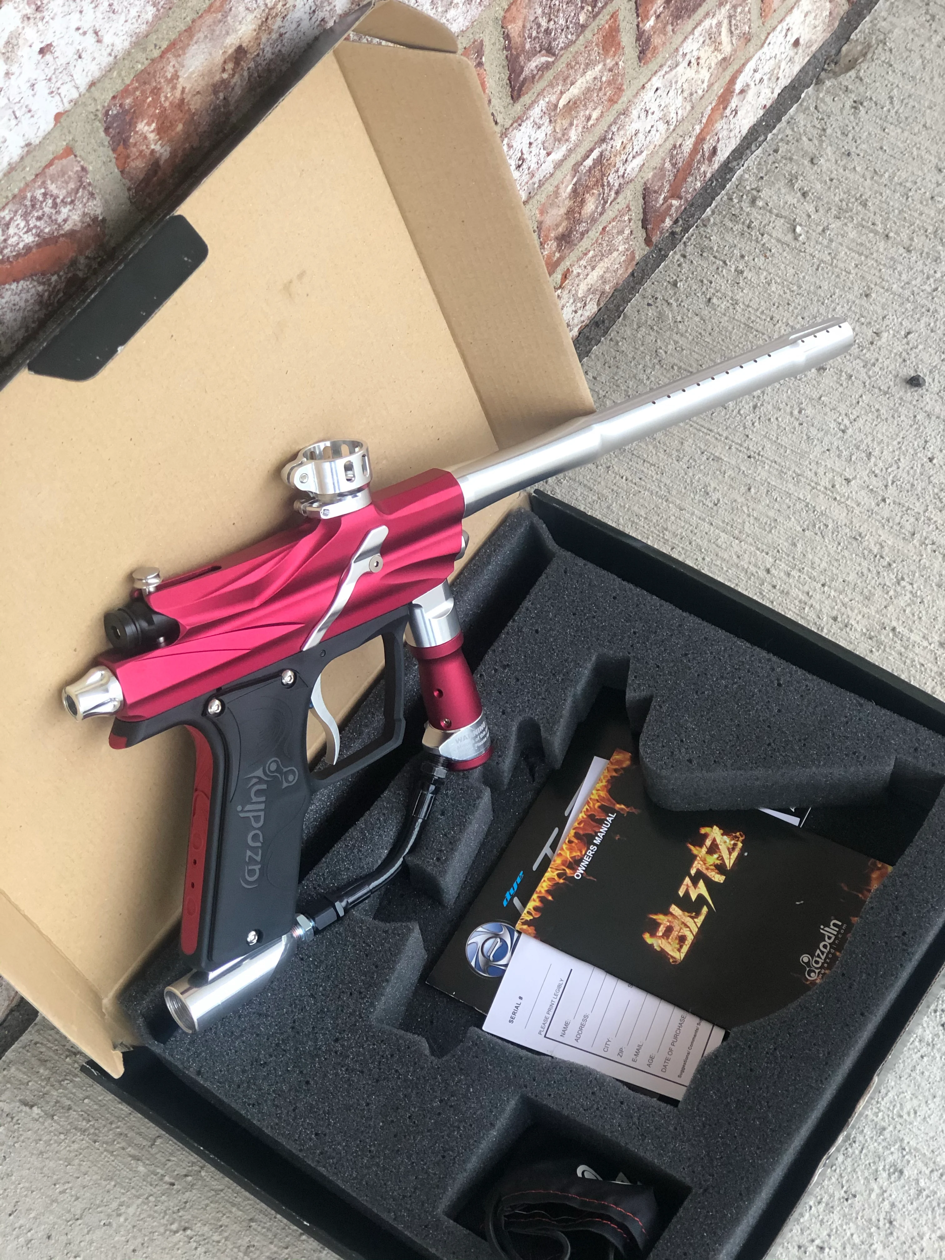 Used Azodin Blitz 3 Paintball Gun - Polished Red/Silver - Image 5