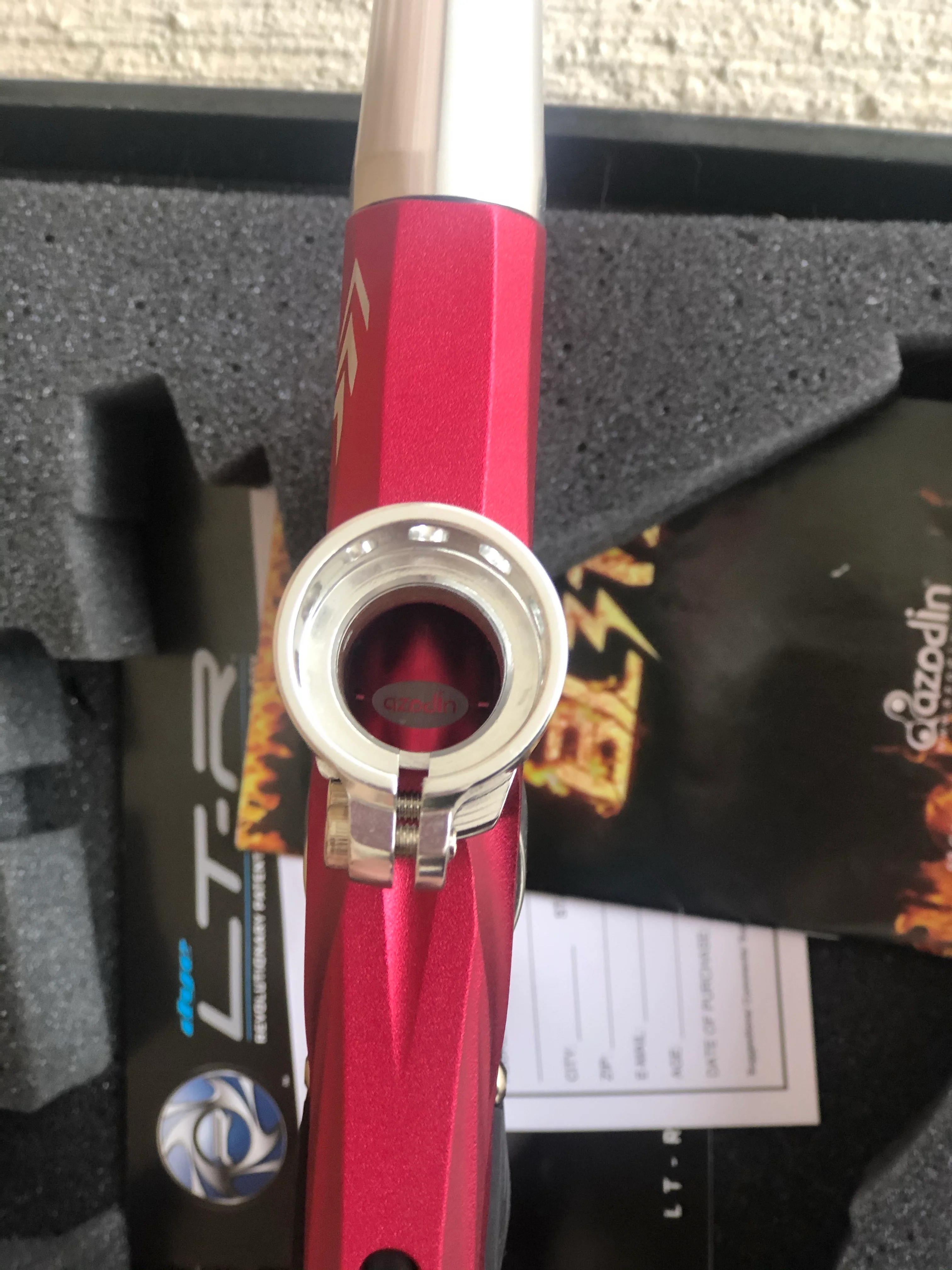 Used Azodin Blitz 3 Paintball Gun - Polished Red/Silver - Image 7