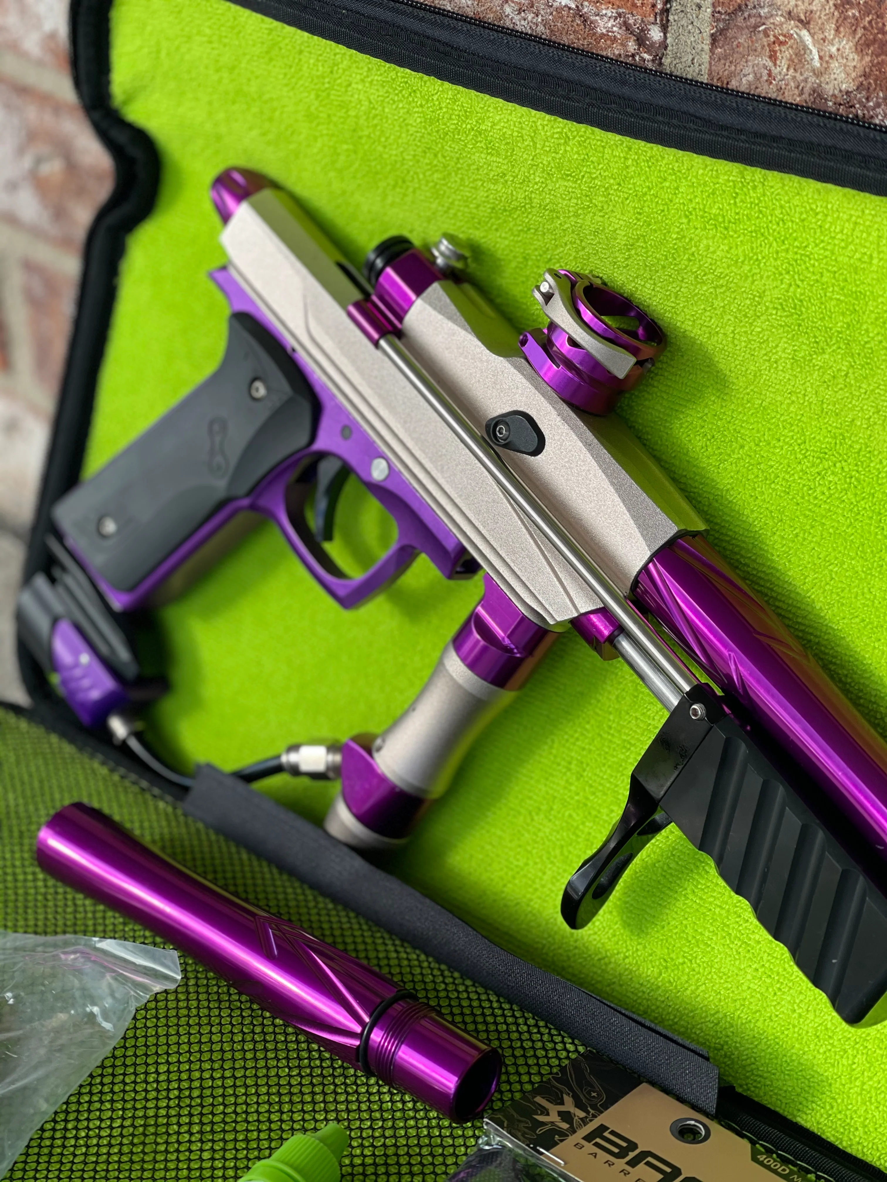 Used Azodin KP3 Pump Paintball Gun - Tan/Purple - Image 4