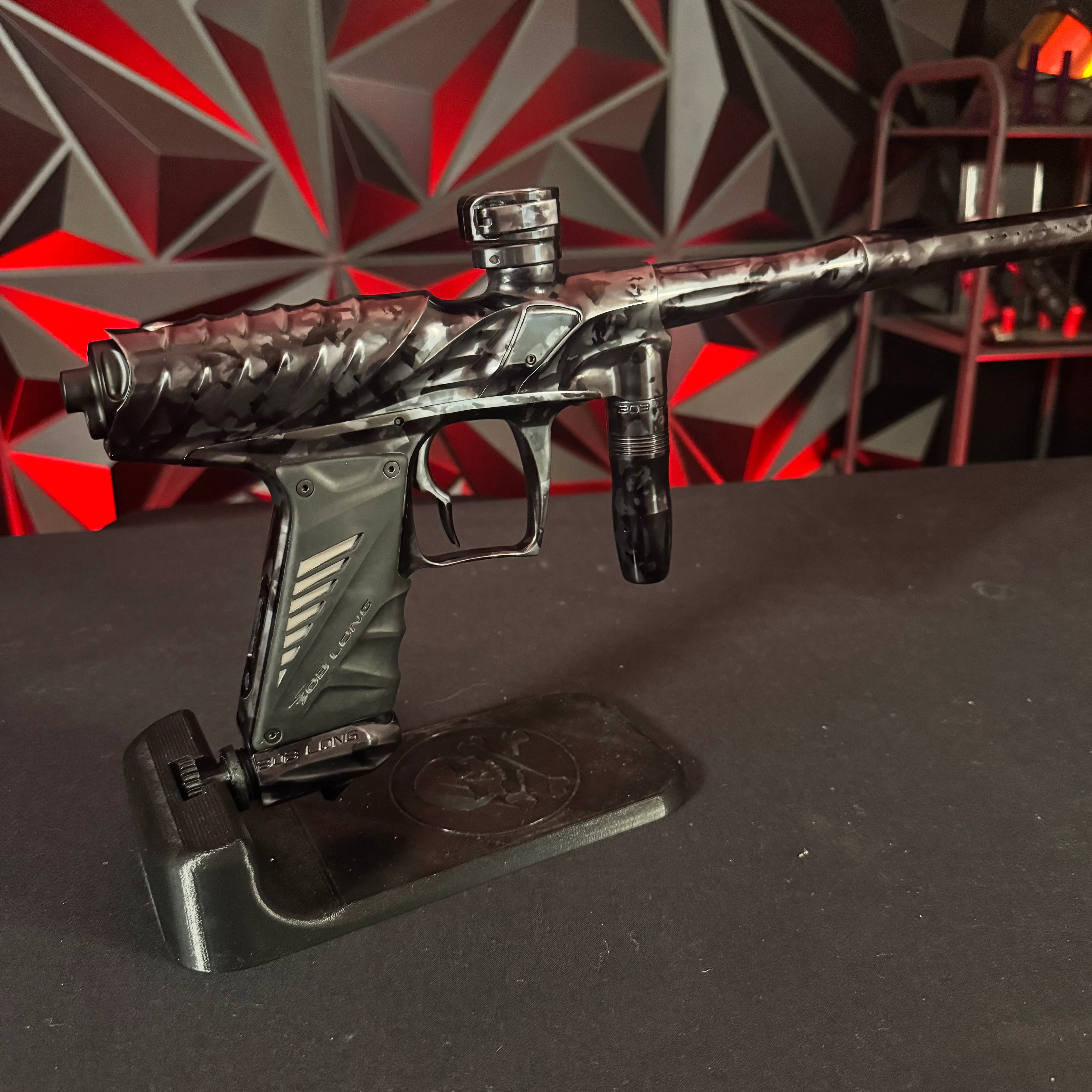 Used Bob Long Insight Paintball Gun - Polished Grey Marble w/Reflex Engine - Image 2