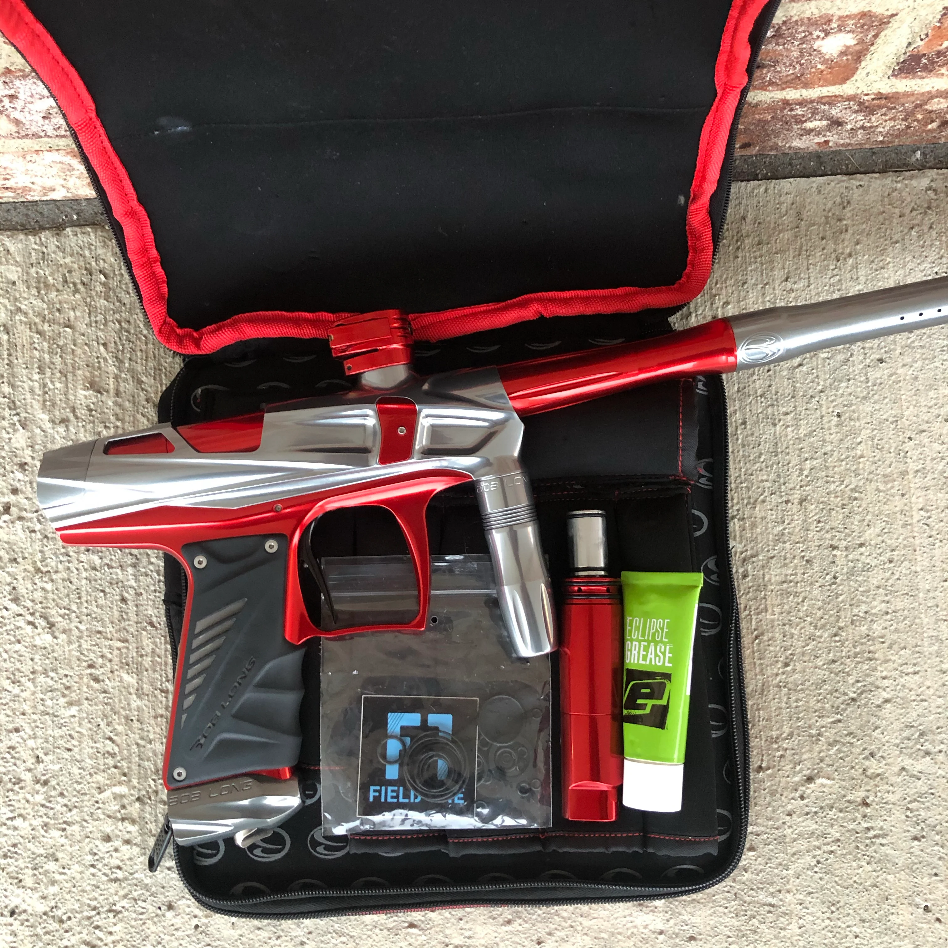 Used Bob Long V-com Paintball Gun - Polished Grey/Red - Image 2