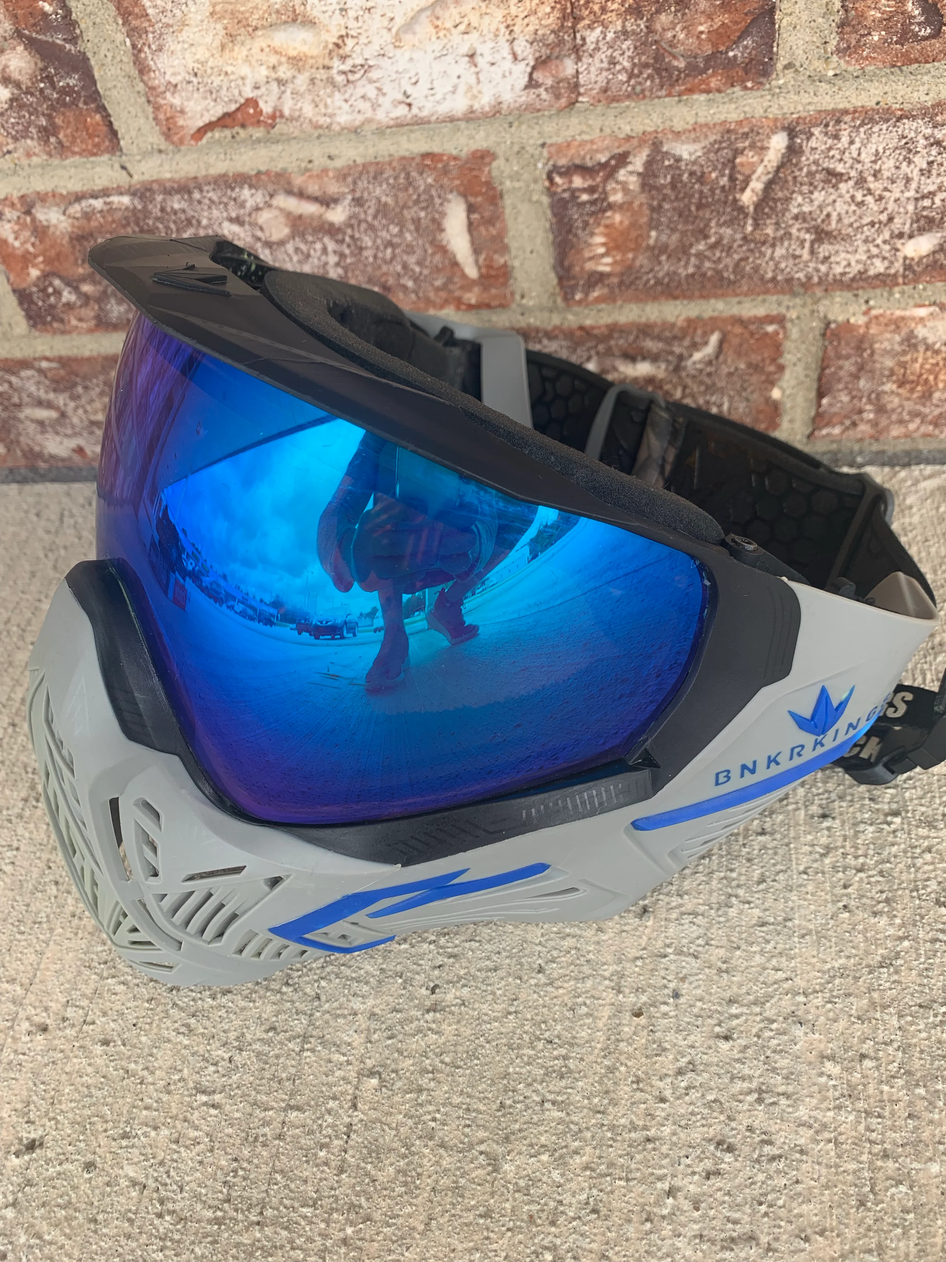 Used Bunker Kings CMD Paintball Mask- Gray/Blue - Image 3