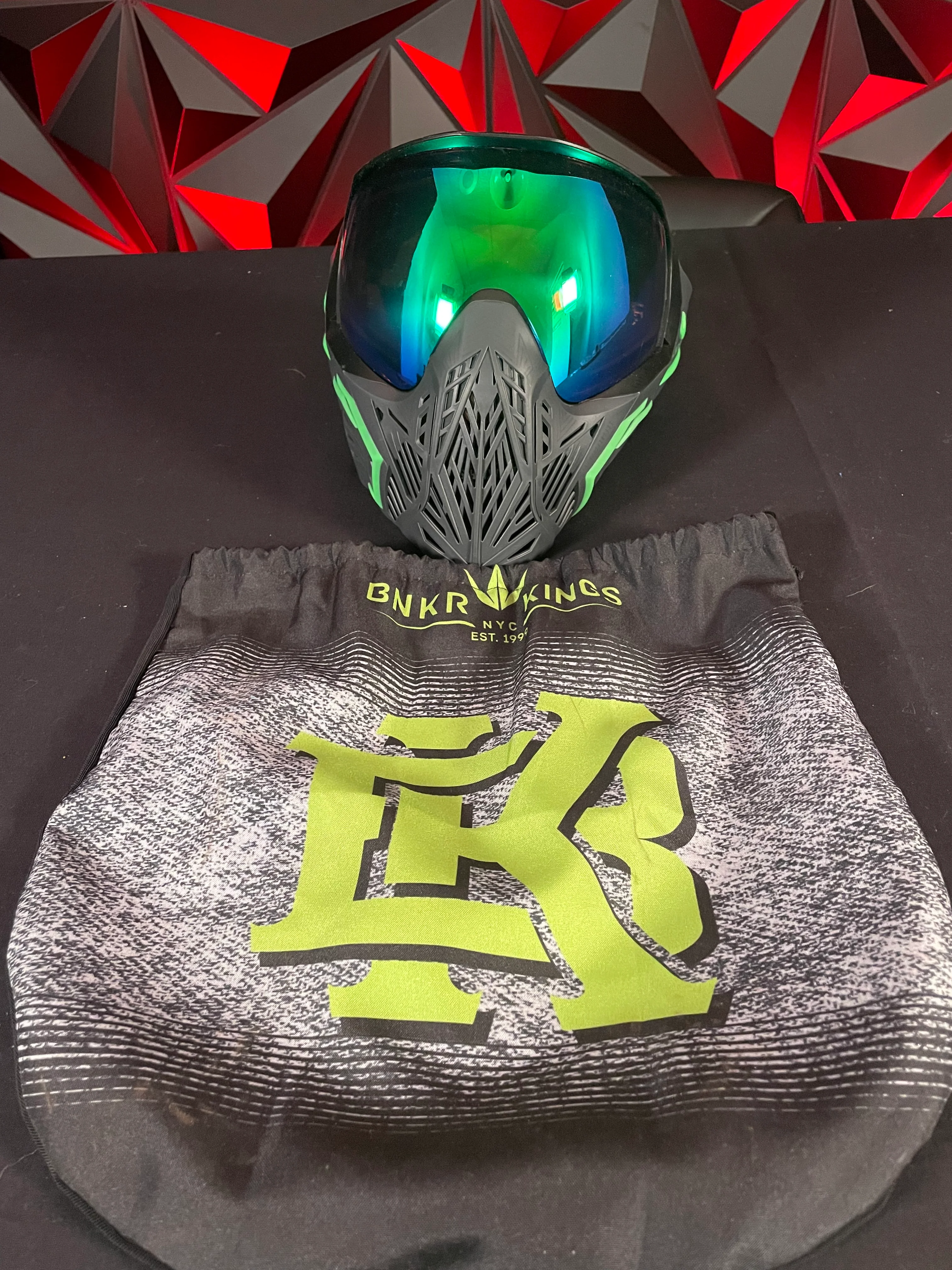 Used Bunker Kings CMD Paintball Mask - Black Acid w/ Soft Goggle Bag - Image 6
