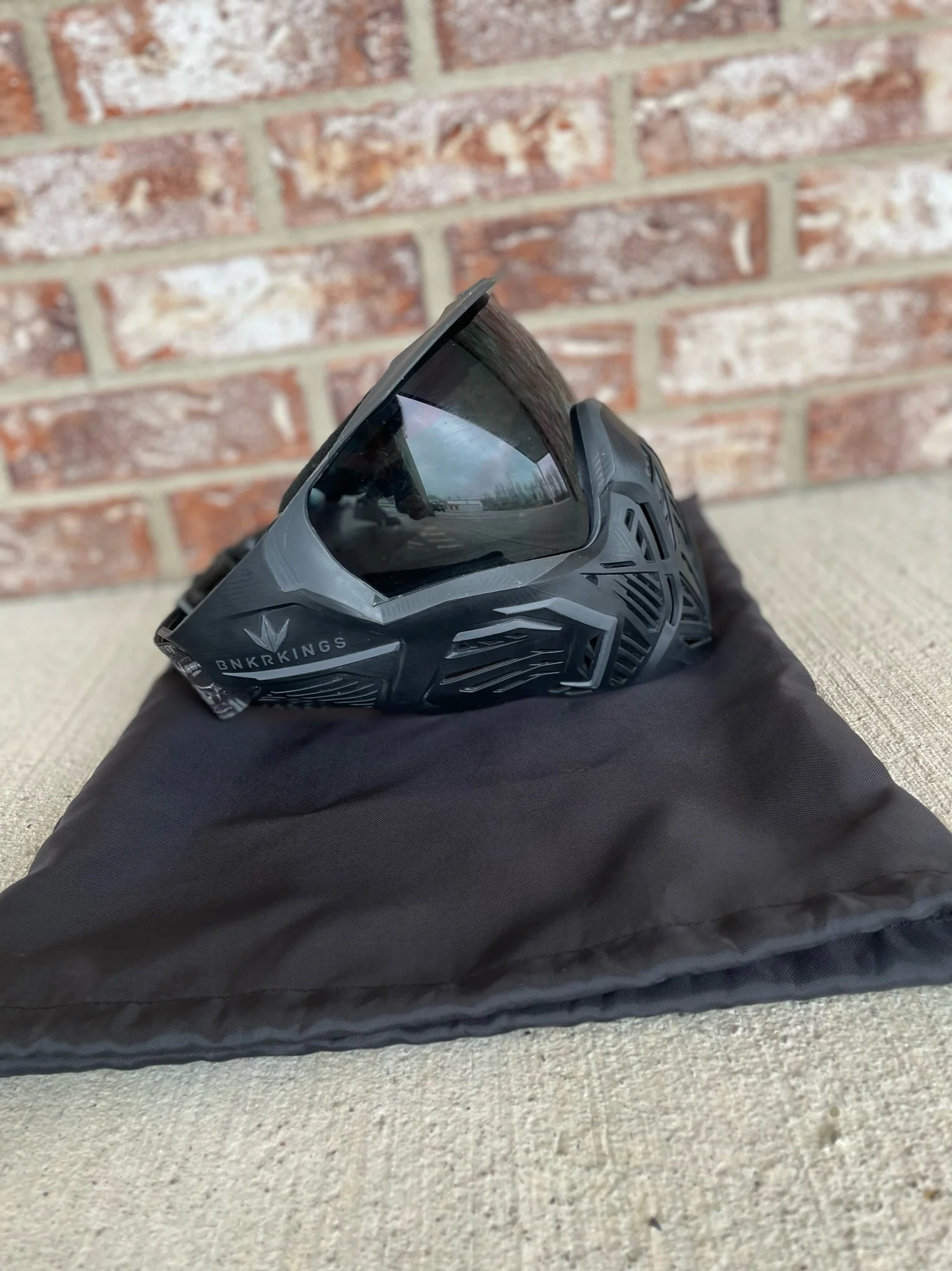 Used Bunker Kings CMD Paintball Mask - Black Ninja w/ Soft Goggle Bag - Image 2
