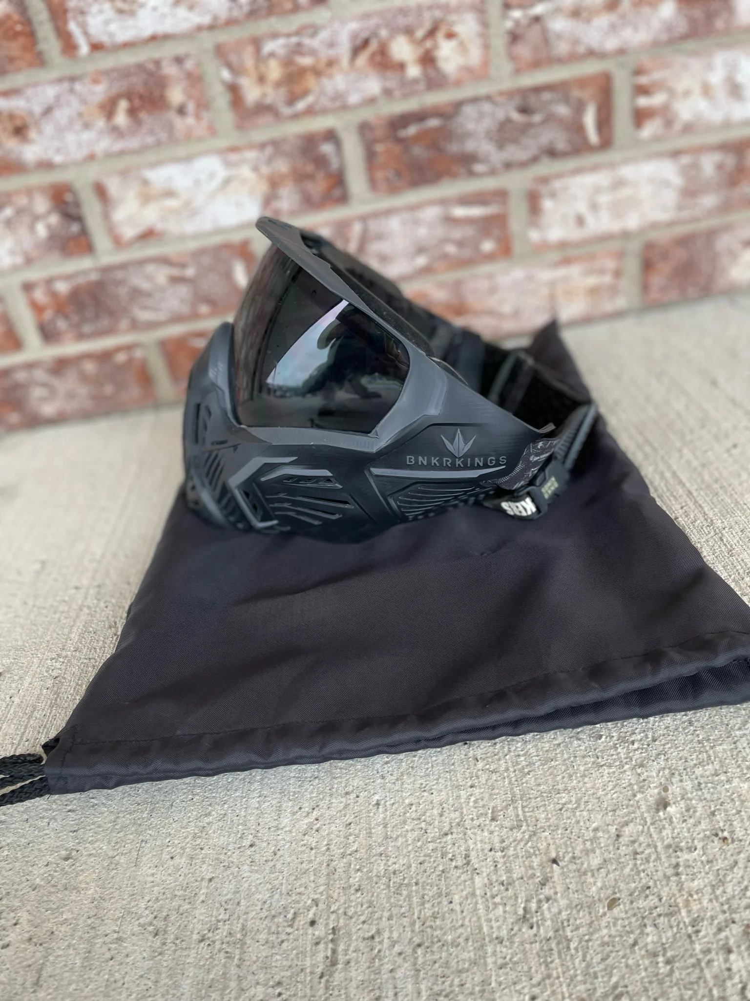 Used Bunker Kings CMD Paintball Mask - Black Ninja w/ Soft Goggle Bag - Image 3