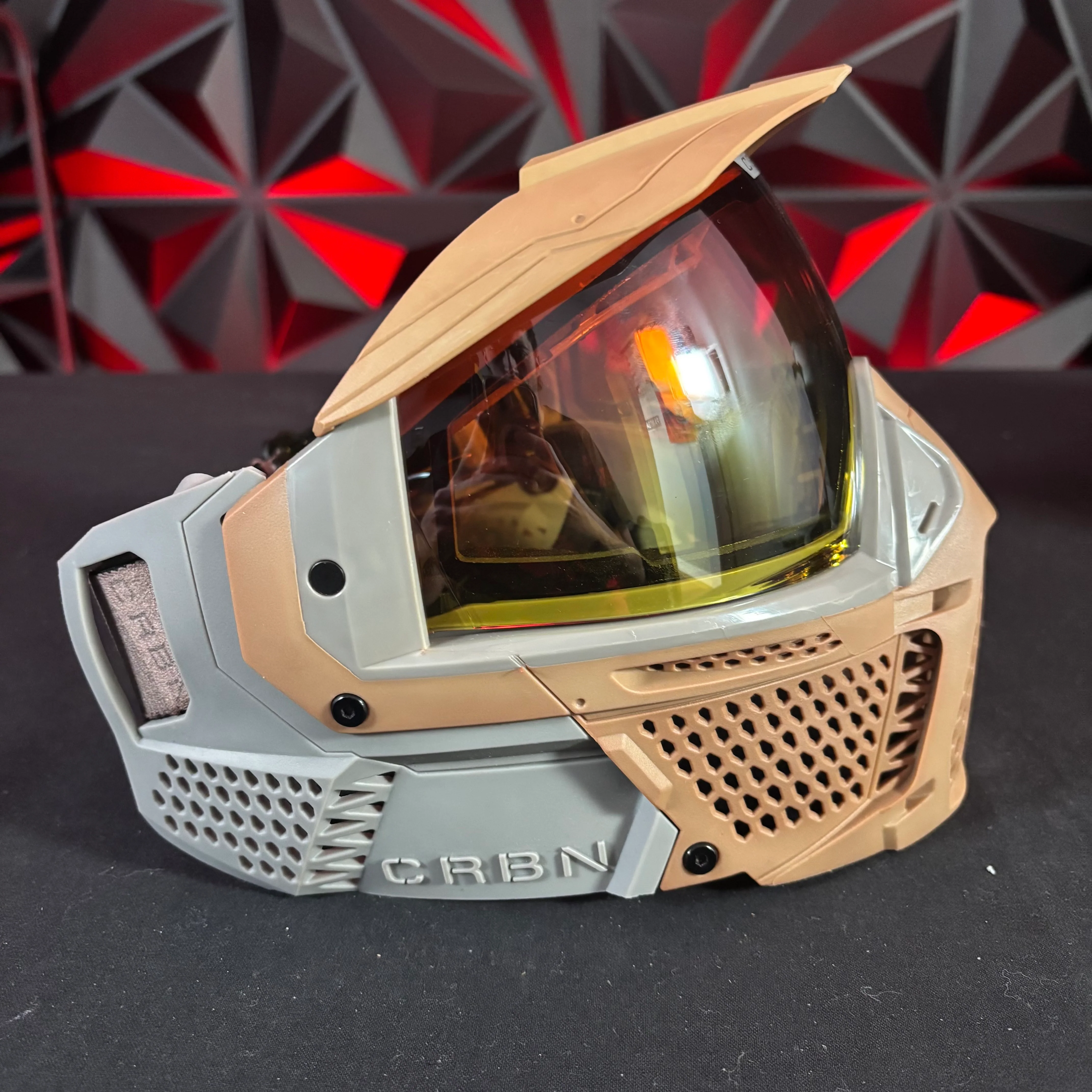 Used Carbon Zero Pro More Coverage Paintball Mask - Grey/Tan - Image 3
