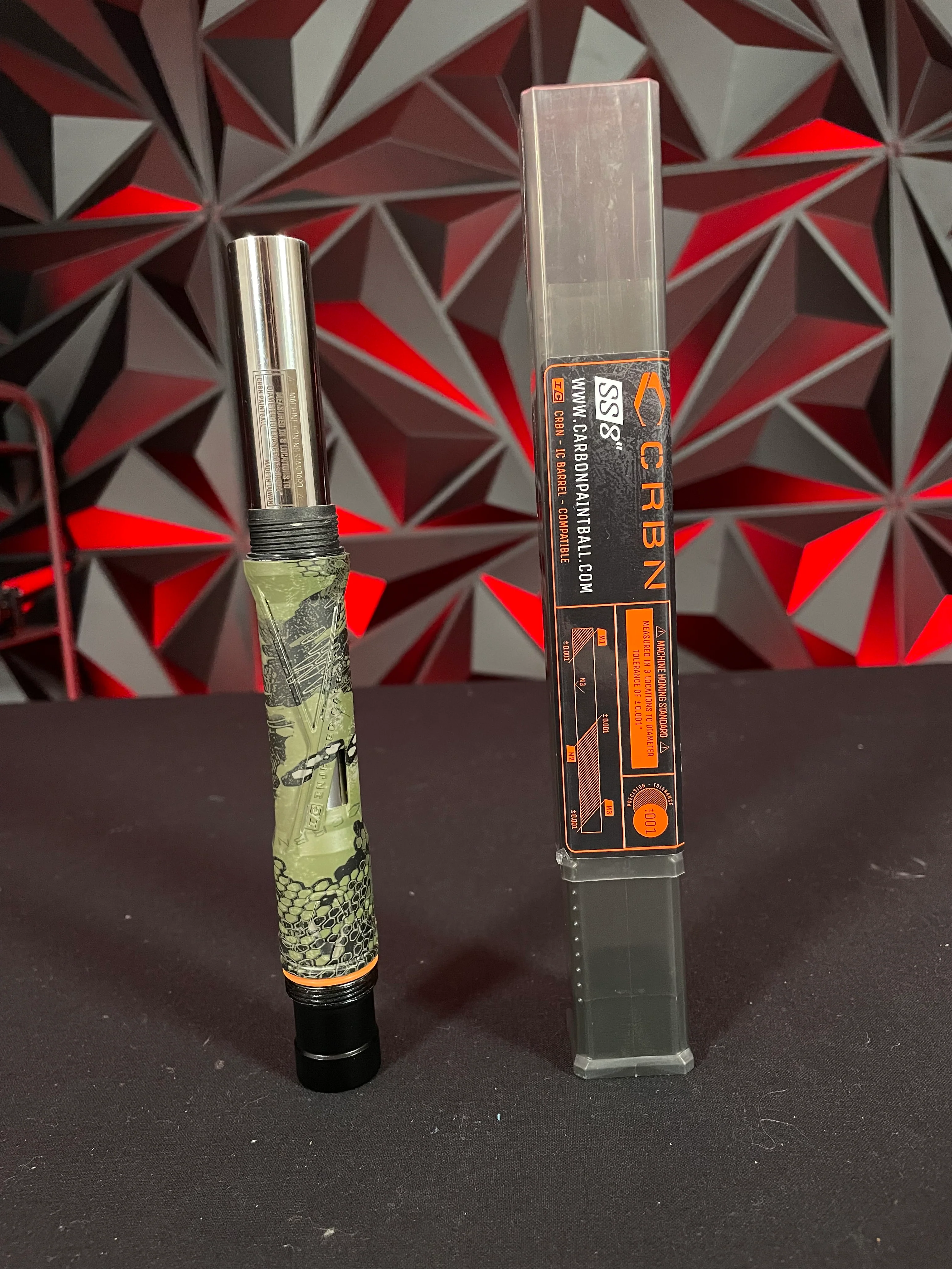 Used Carbon Paintball Barrel Back - SS8" - Camo w/0.689 SS Insert - Image 2