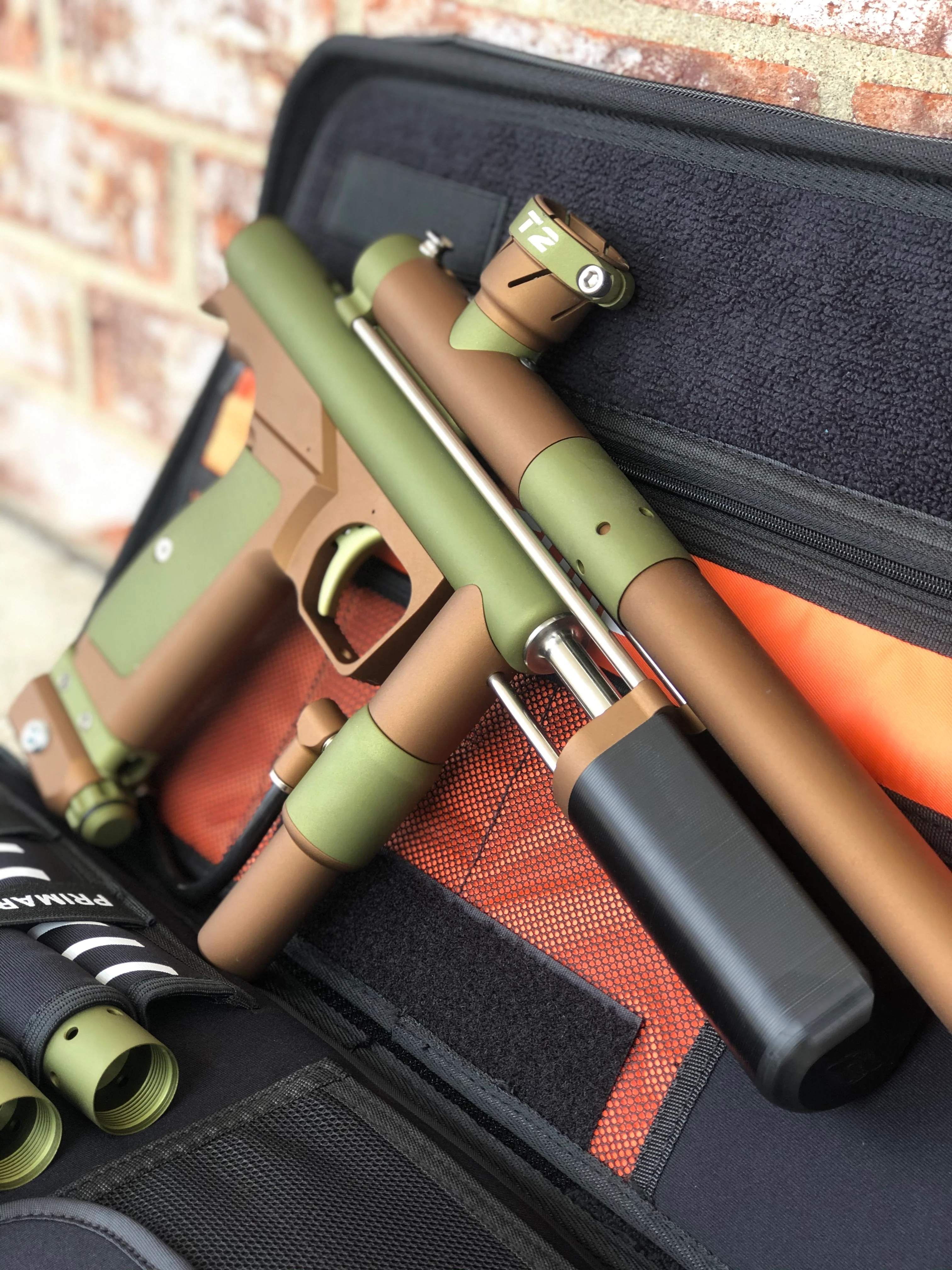 Used CCM T2 Pump Paintball Gun - Dust Brown/Dust Olive - Image 2