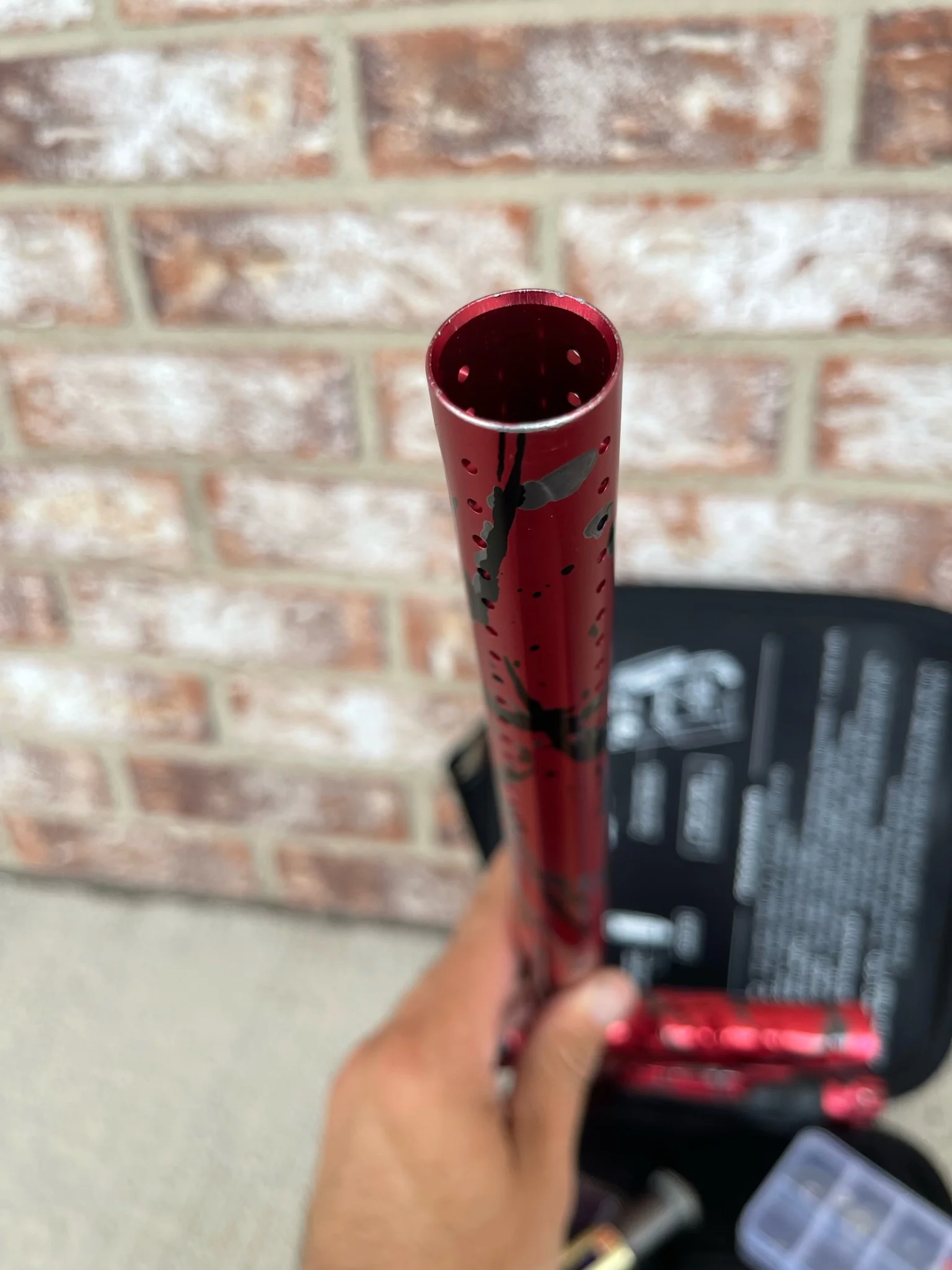 Used DLX HK Army A51 Luxe X Paintball Gun - Red w/ Black & Grey Splash - Image 12