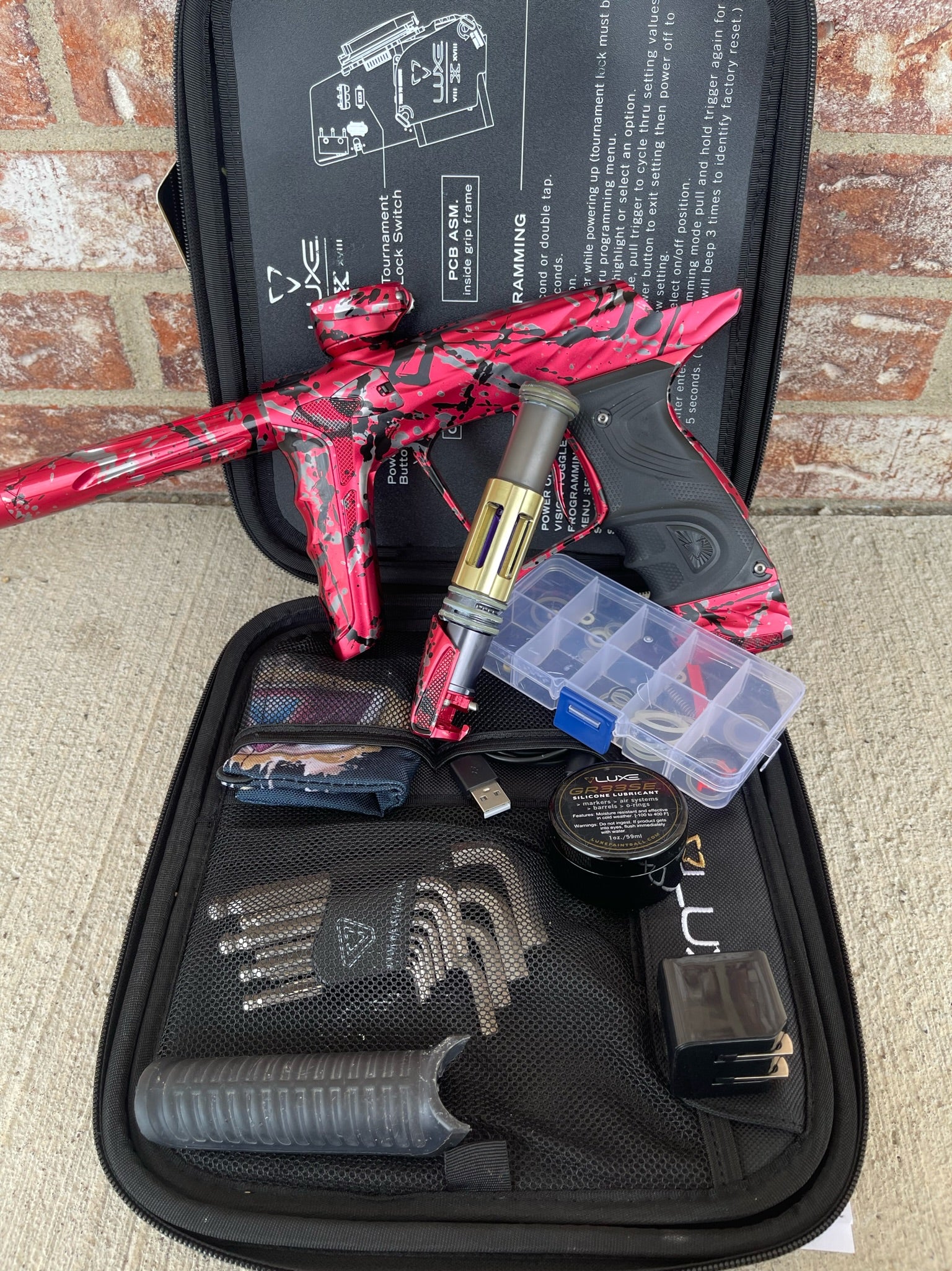 Used DLX HK Army A51 Luxe X Paintball Gun - Red w/ Black & Grey Splash - Image 7