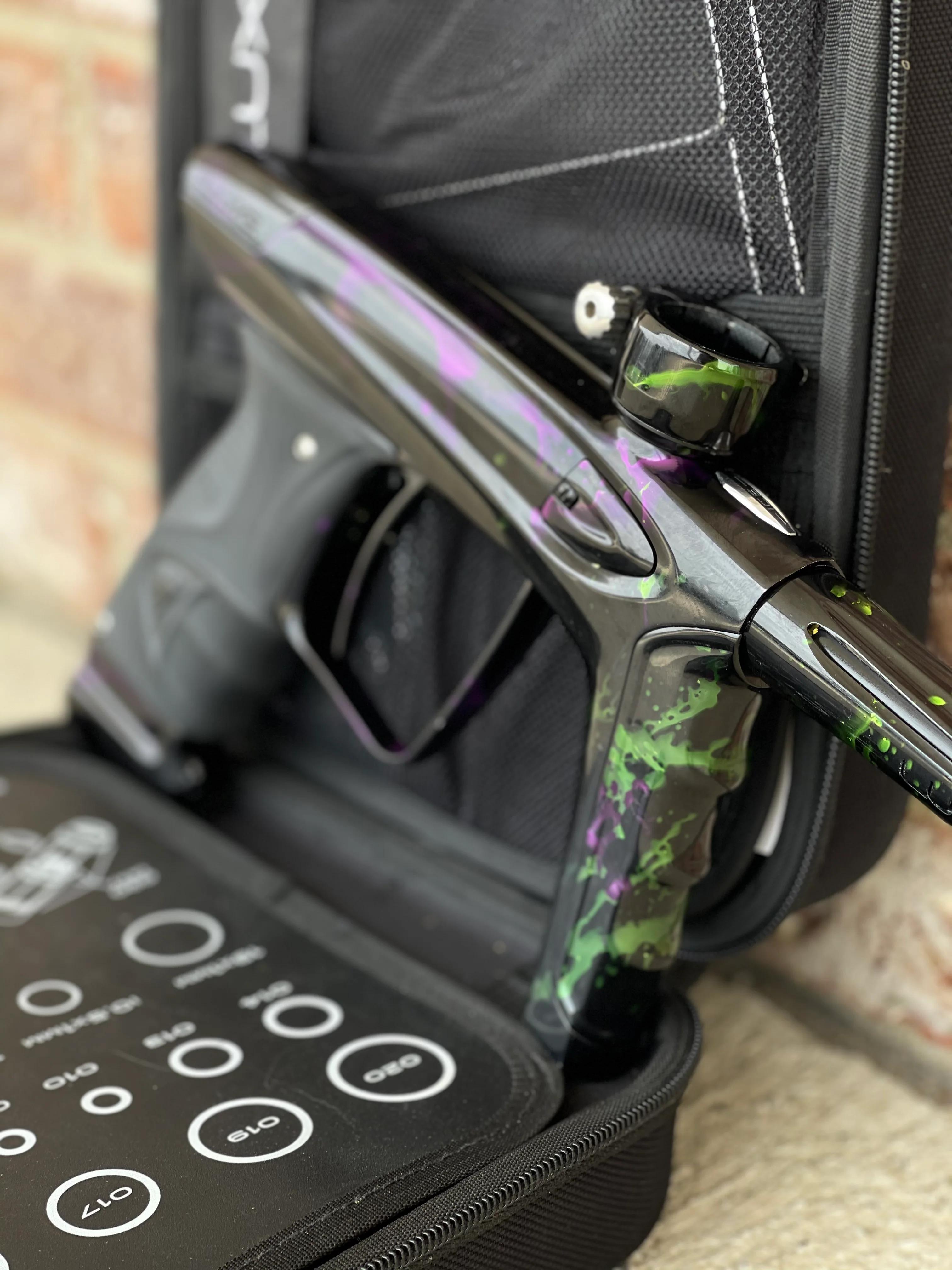 Used DLX Luxe Ice Paintball Gun - Acid Wash Green / Purple - Image 2