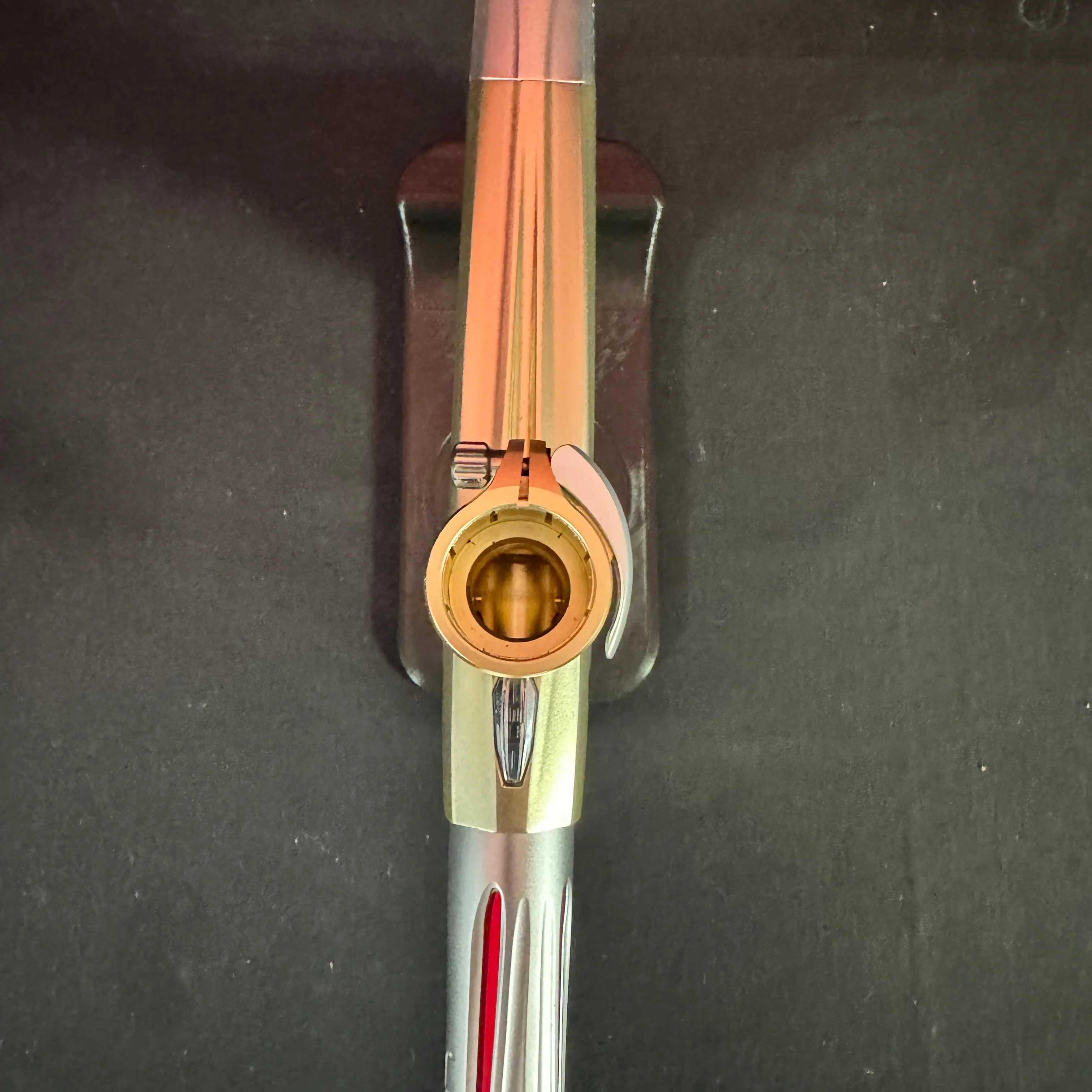 Used DLX Luxe Ice Paintball Gun - Dust Gold/Silver w/ Deuce Trigger, Rubber Front & Back grip, & Extra Battery - Image 10