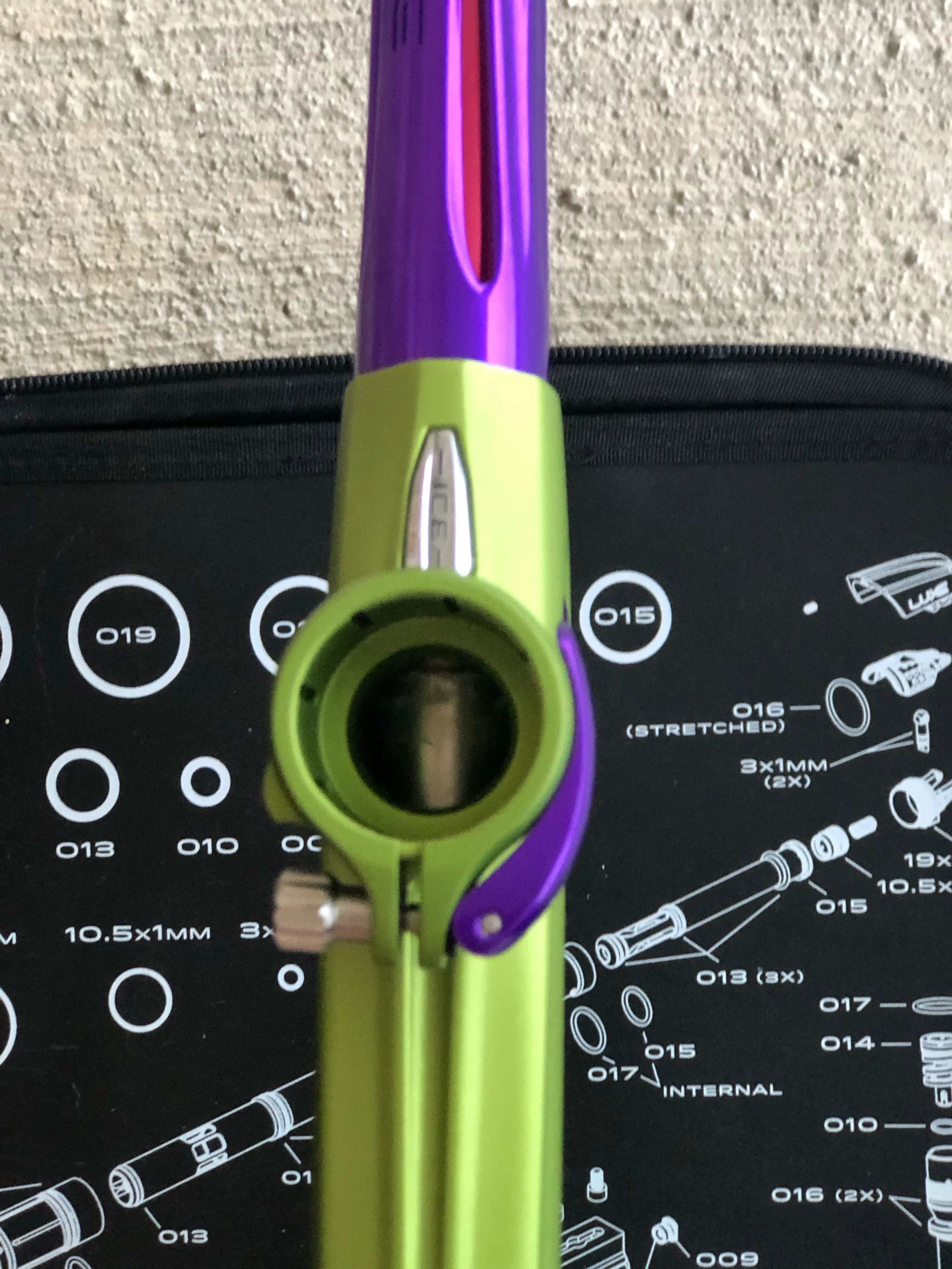 Used DLX Luxe ICE Paintball Gun - Dust Green w/ Purple - Image 8
