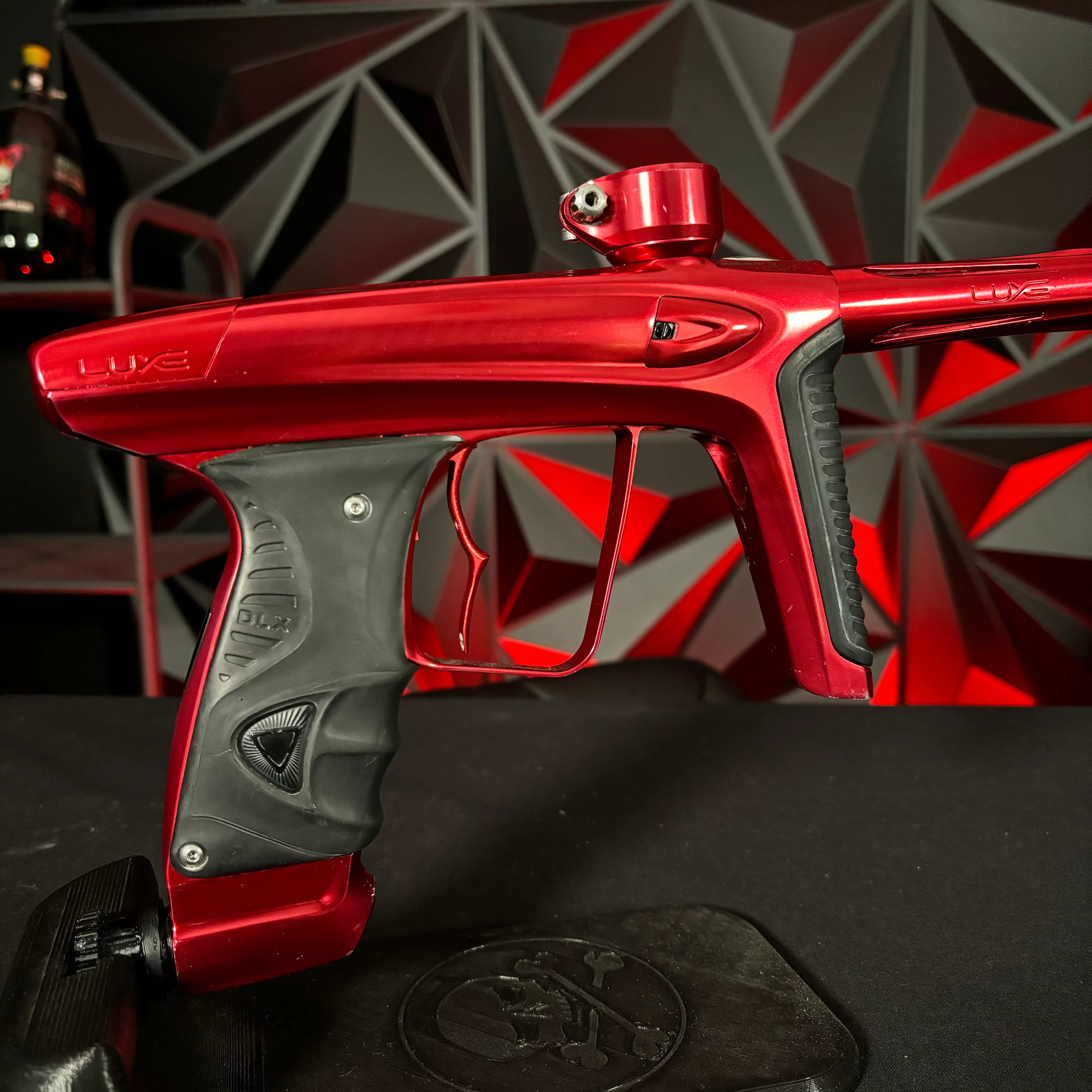 Used DLX Luxe ICE Paintball Gun - Polished Red w/Infamous Deuce Trigger - Image 2