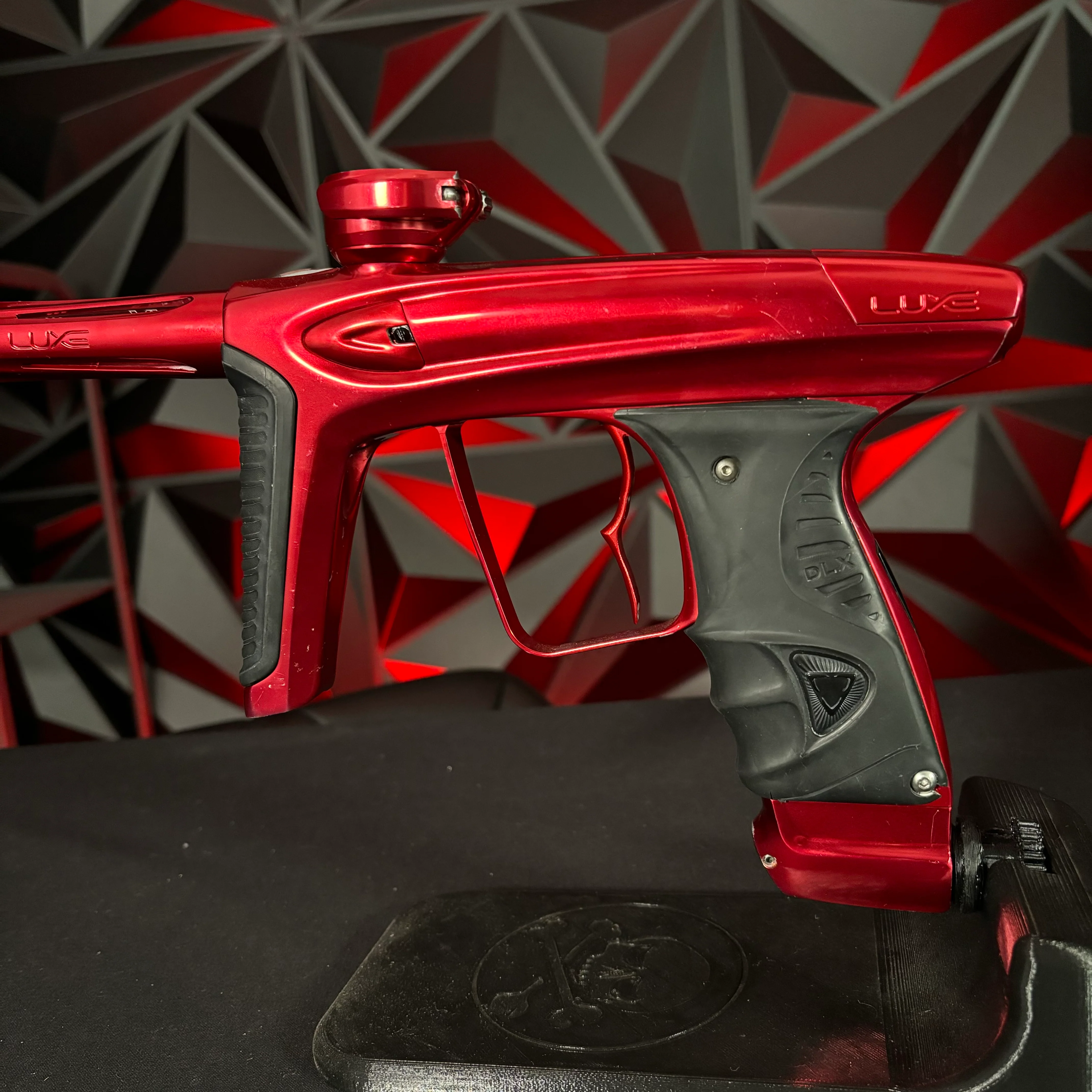 Used DLX Luxe ICE Paintball Gun - Polished Red w/Infamous Deuce Trigger - Image 3