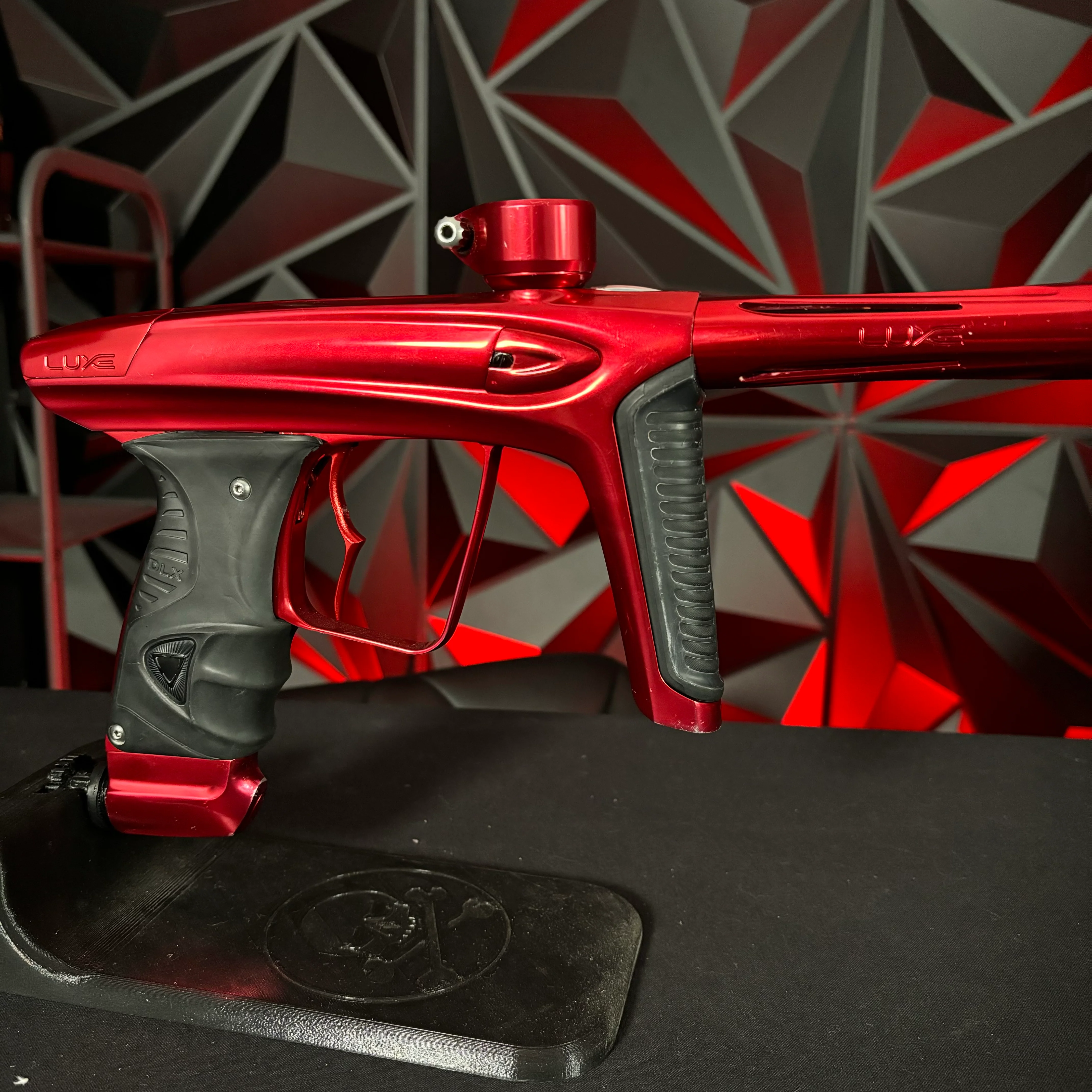 Used DLX Luxe ICE Paintball Gun - Polished Red w/Infamous Deuce Trigger - Image 4
