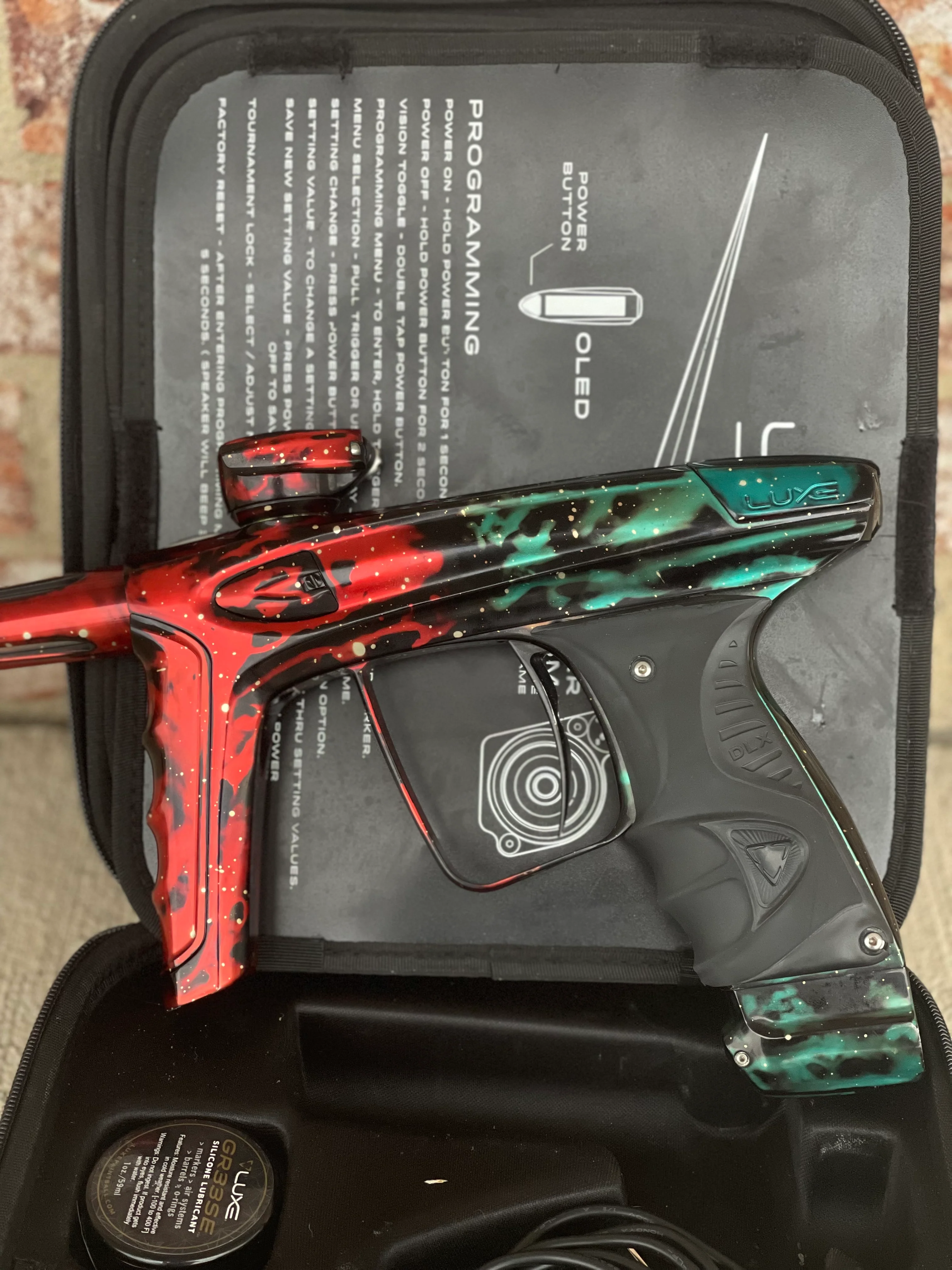 Used DLX Luxe Ice Paintball Gun - Red/Green Galaxy (1 of 15) - Image 4