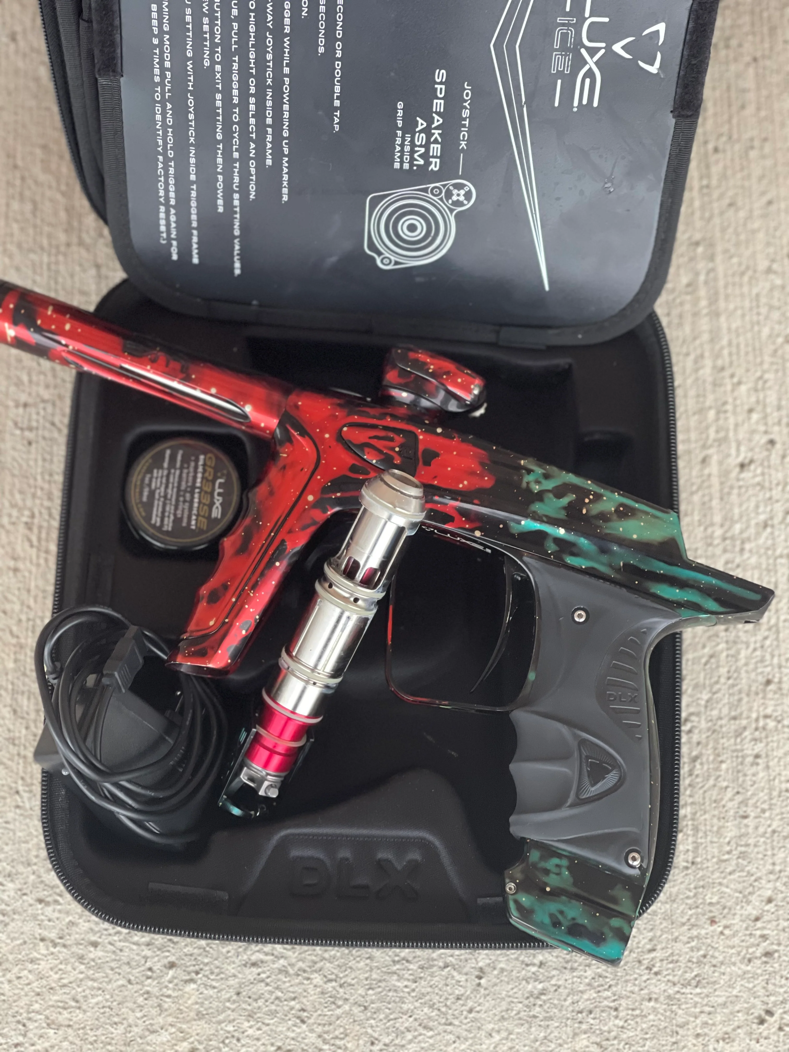 Used DLX Luxe Ice Paintball Gun - Red/Green Galaxy (1 of 15) - Image 8
