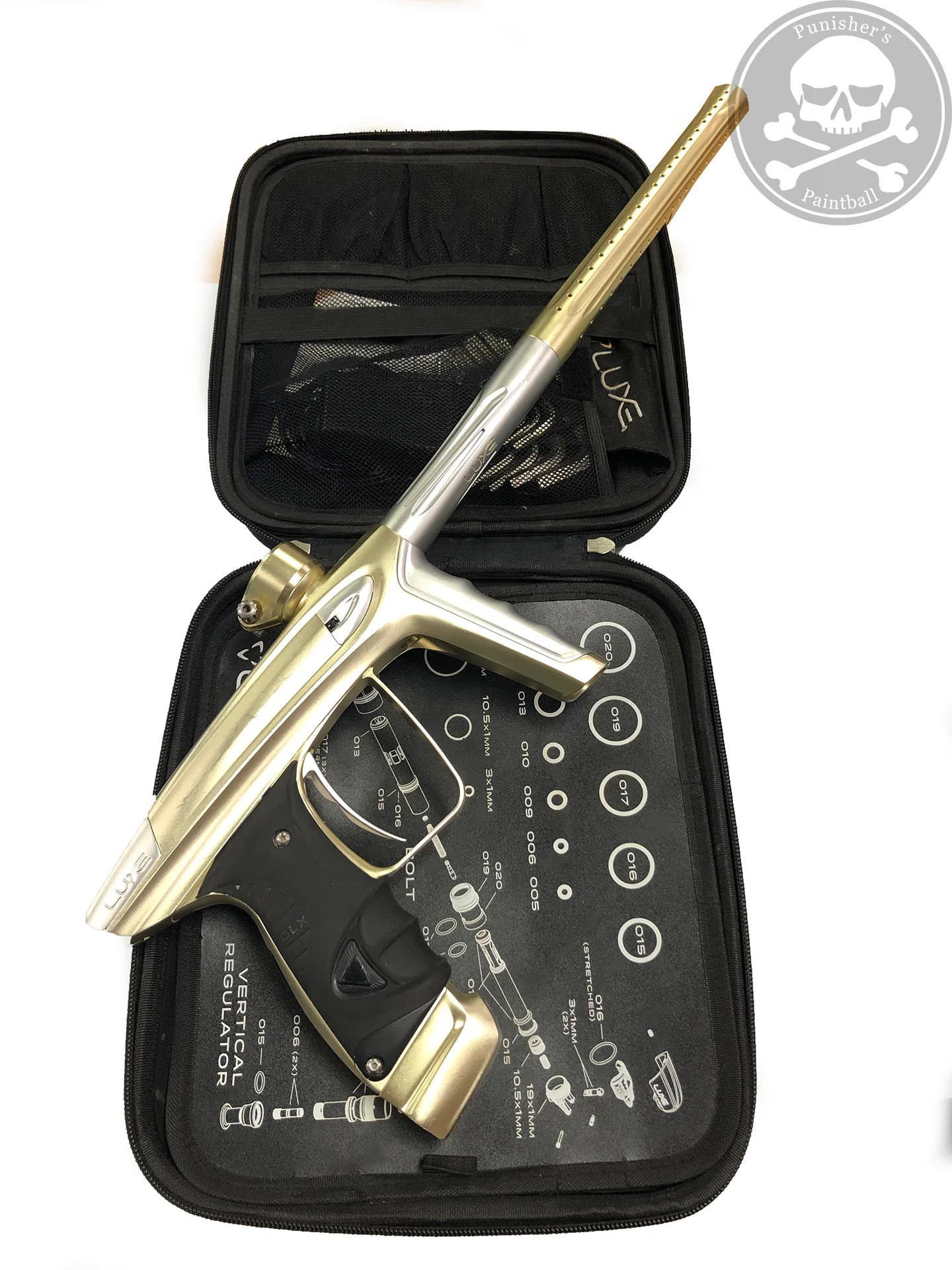 Used DLX Luxe Ice Paintball Gun - Gold/Silver - Image 2