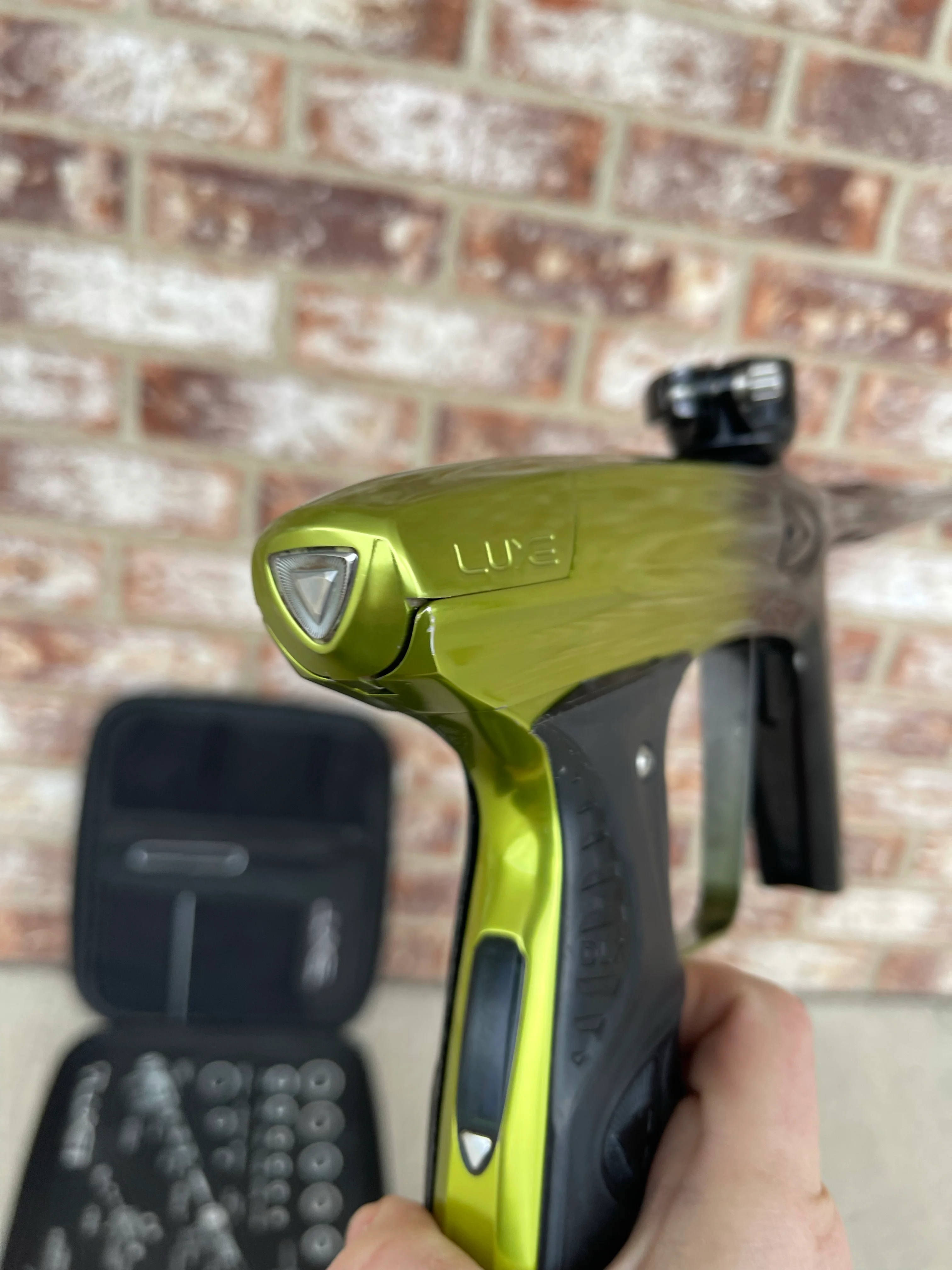 Used DLX Luxe Ice Paintball Gun - Limited Edition *1 of 10* Black/Slime Green w/ Black and Tan Back Grip - Image 18
