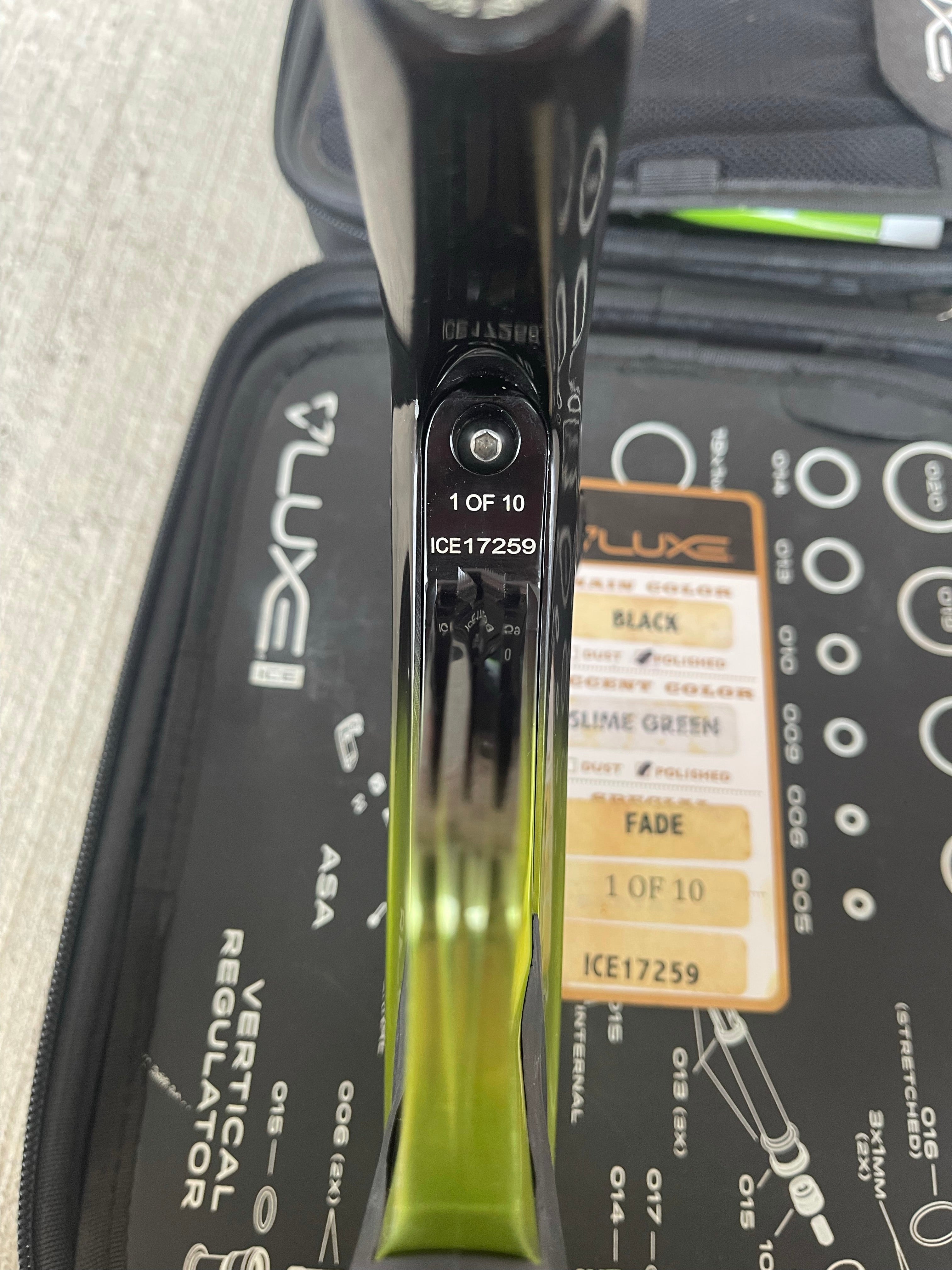 Used DLX Luxe Ice Paintball Gun - Limited Edition *1 of 10* Black/Slime Green w/ Black and Tan Back Grip - Image 8