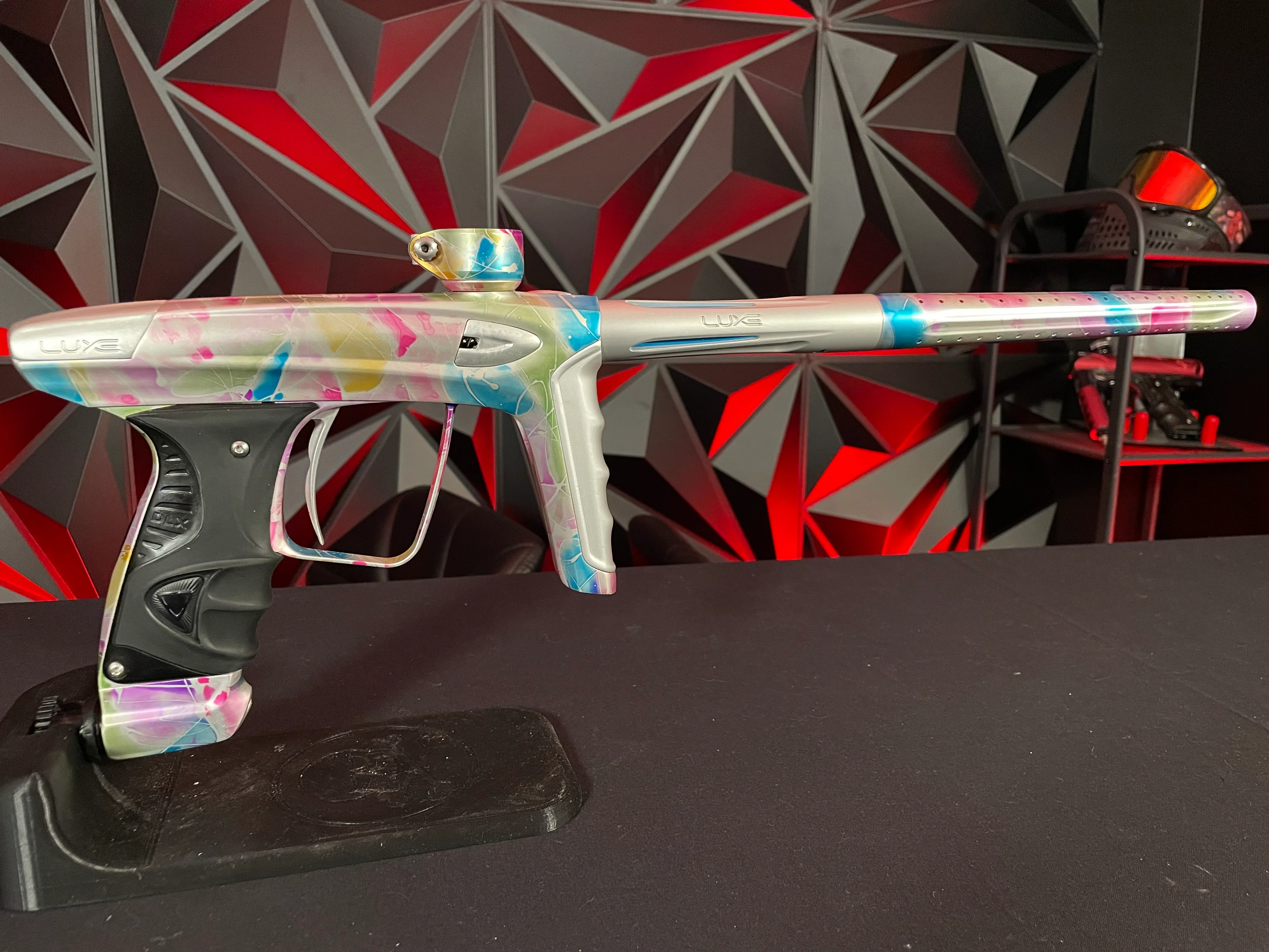 Used DLX Luxe ICE Paintball Gun - Multi-Color Splash w/ 4 Freak Inserts - Image 5