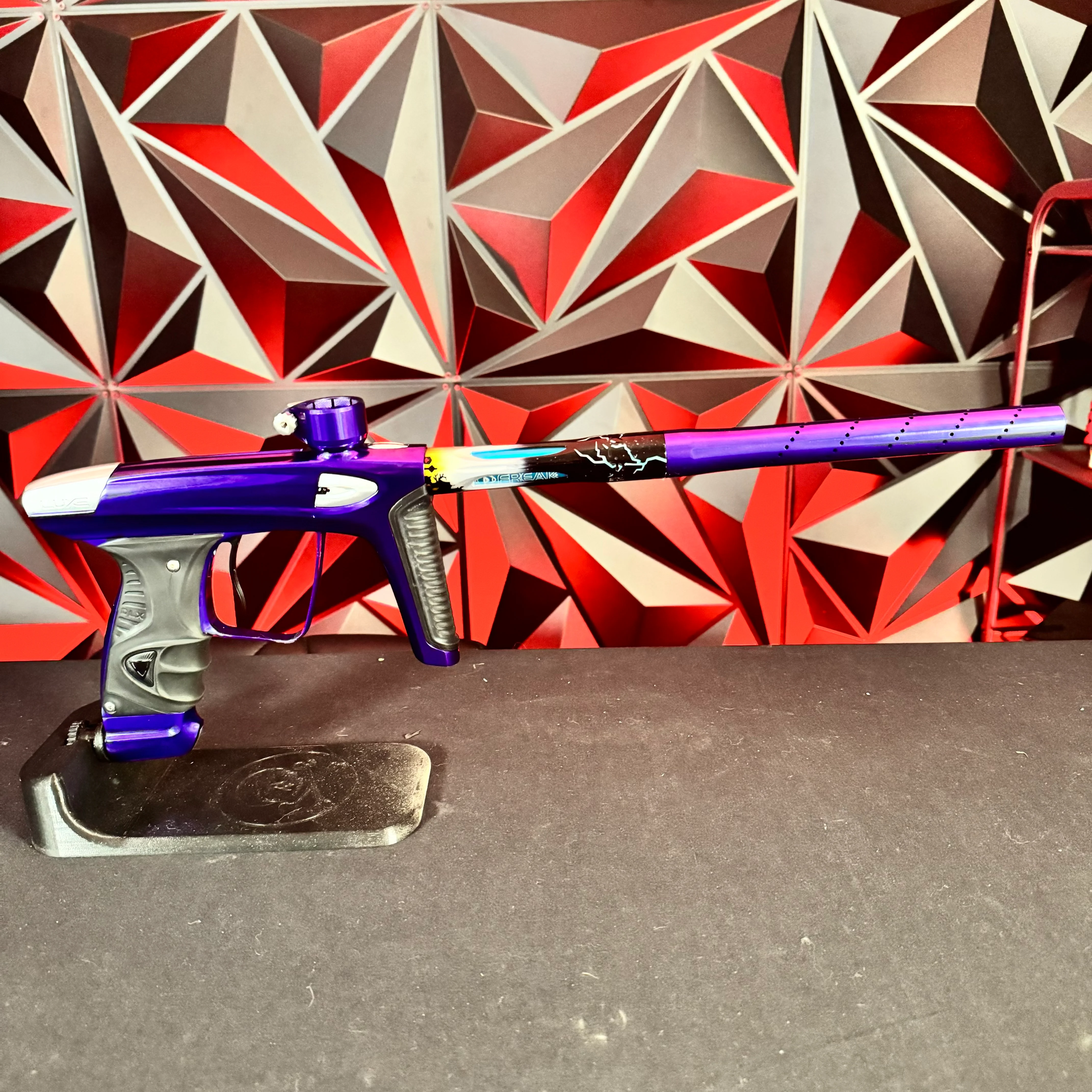 Used DLX Luxe ICE Paintball Gun - Polished Purple/Polished Silver w/ Custom Anno'd Freak Back, Encore Bolt, Scythe Trigger - Image 6