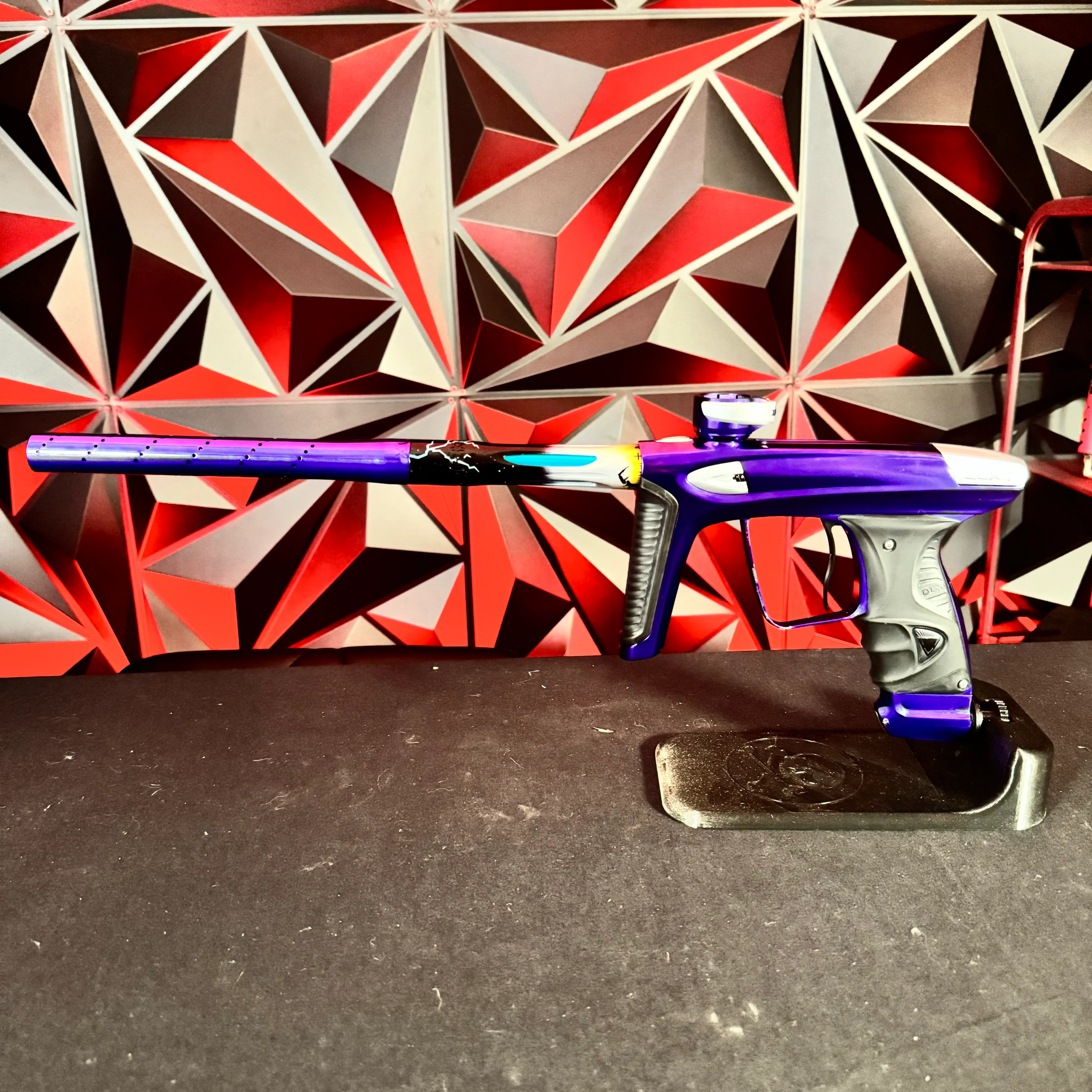 Used DLX Luxe ICE Paintball Gun - Polished Purple/Polished Silver w/ Custom Anno'd Freak Back, Encore Bolt, Scythe Trigger - Image 7