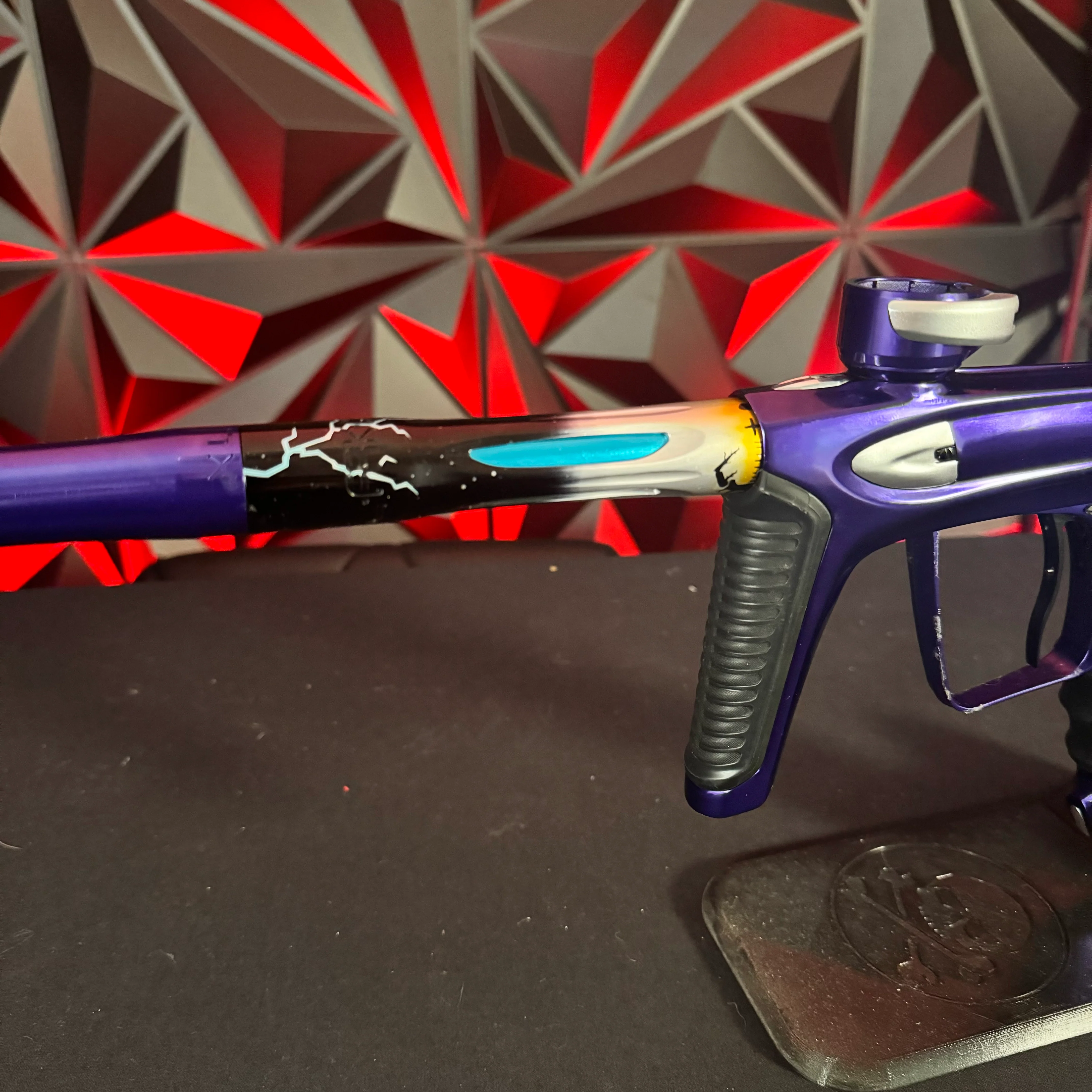 Used DLX Luxe ICE Paintball Gun - Polished Purple/Polished Silver w/ Custom Anno'd Freak Back, Encore Bolt, Scythe Trigger - Image 9