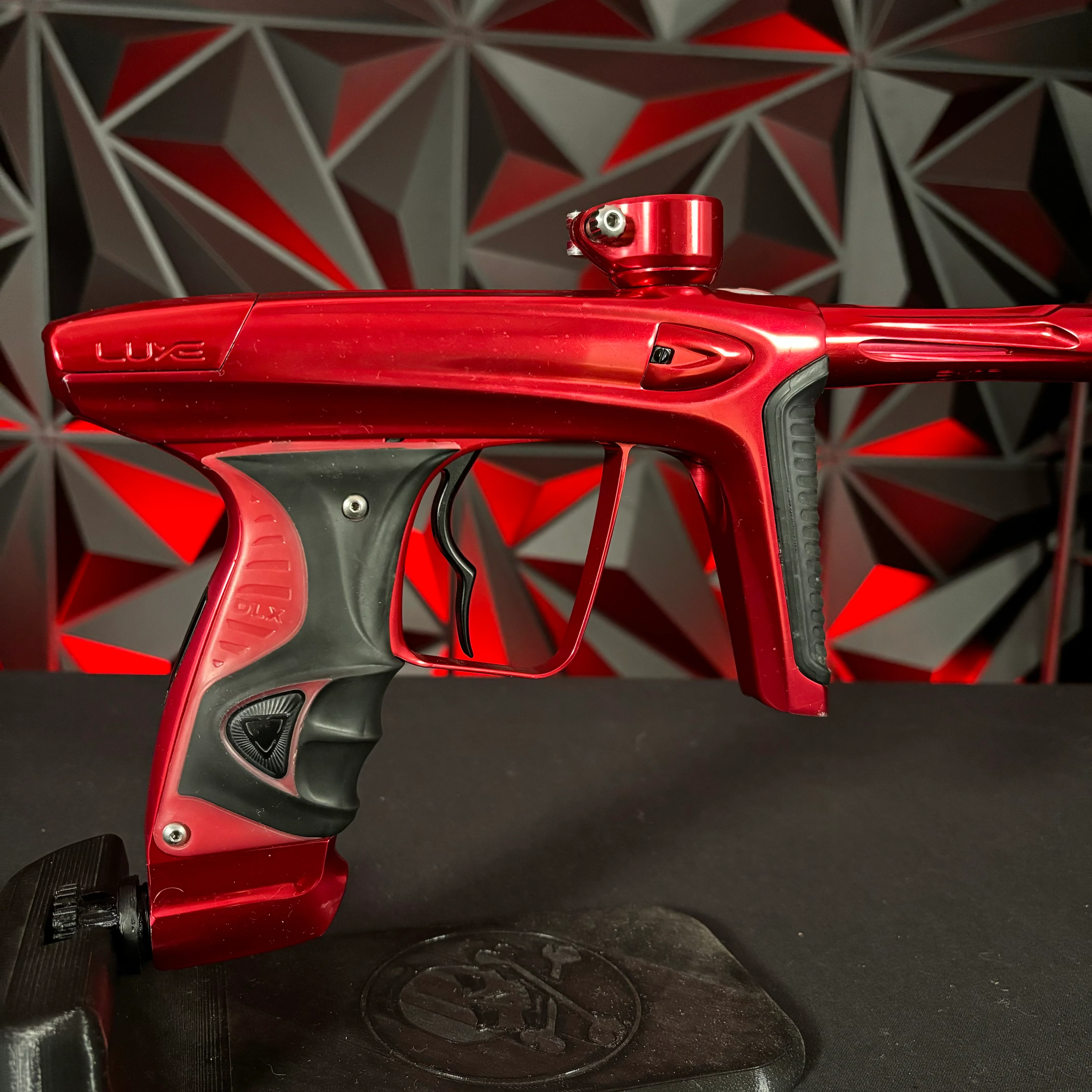 Used DLX Luxe ICE Paintball Gun - Polished Red w/Deuce Trigger - Image 2