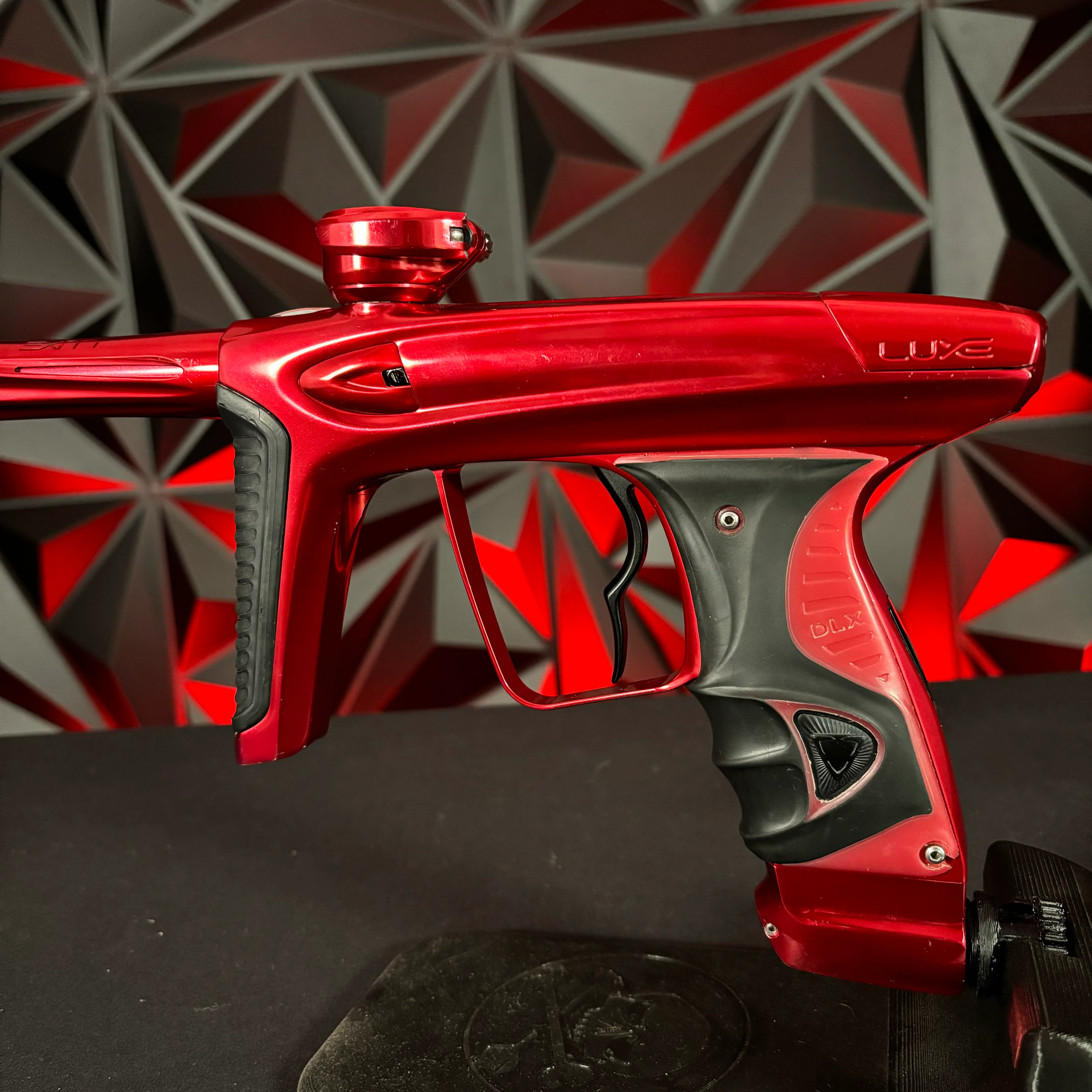 Used DLX Luxe ICE Paintball Gun - Polished Red w/Deuce Trigger - Image 3
