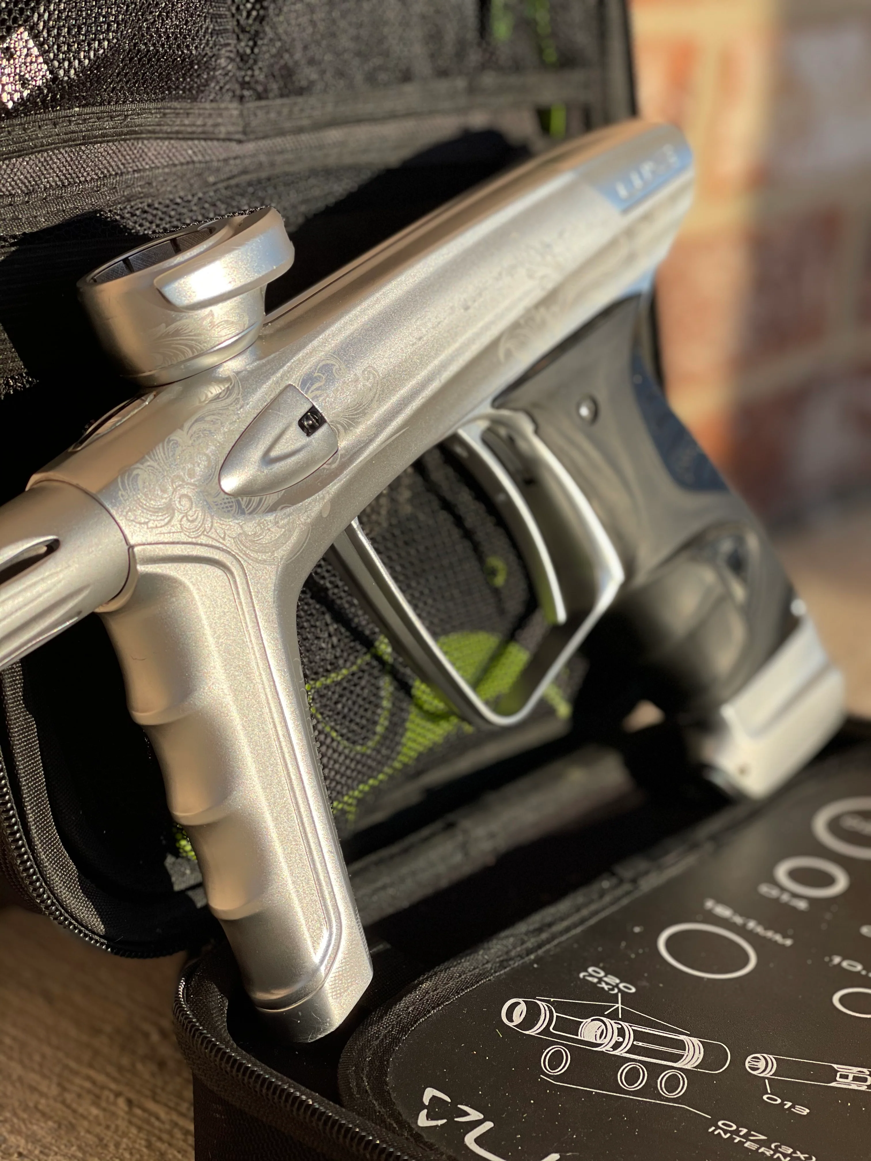 Used DLX Luxe Ice Paintball Gun - Silver w/ Laser Engraving - Image 4