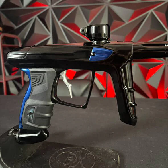 Used DLX Luxe IDOL Paintball Gun - Polished Black/Blue w/New Grips - Image 3