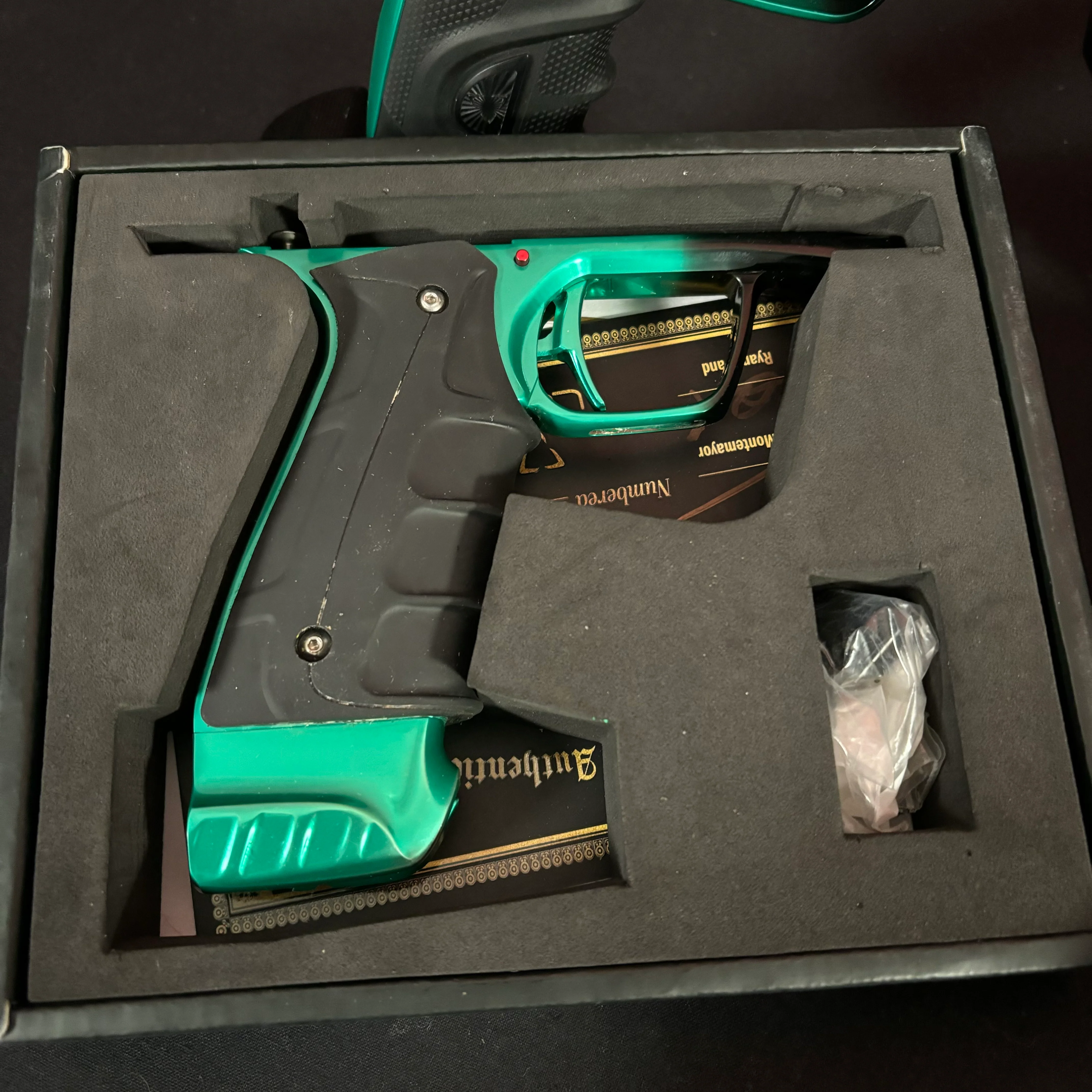 Used DLX Luxe "Project" TM40 Paintball Gun - Emerald/Black Fade #86 of 300 w/ Matching Mech Frame - Image 9