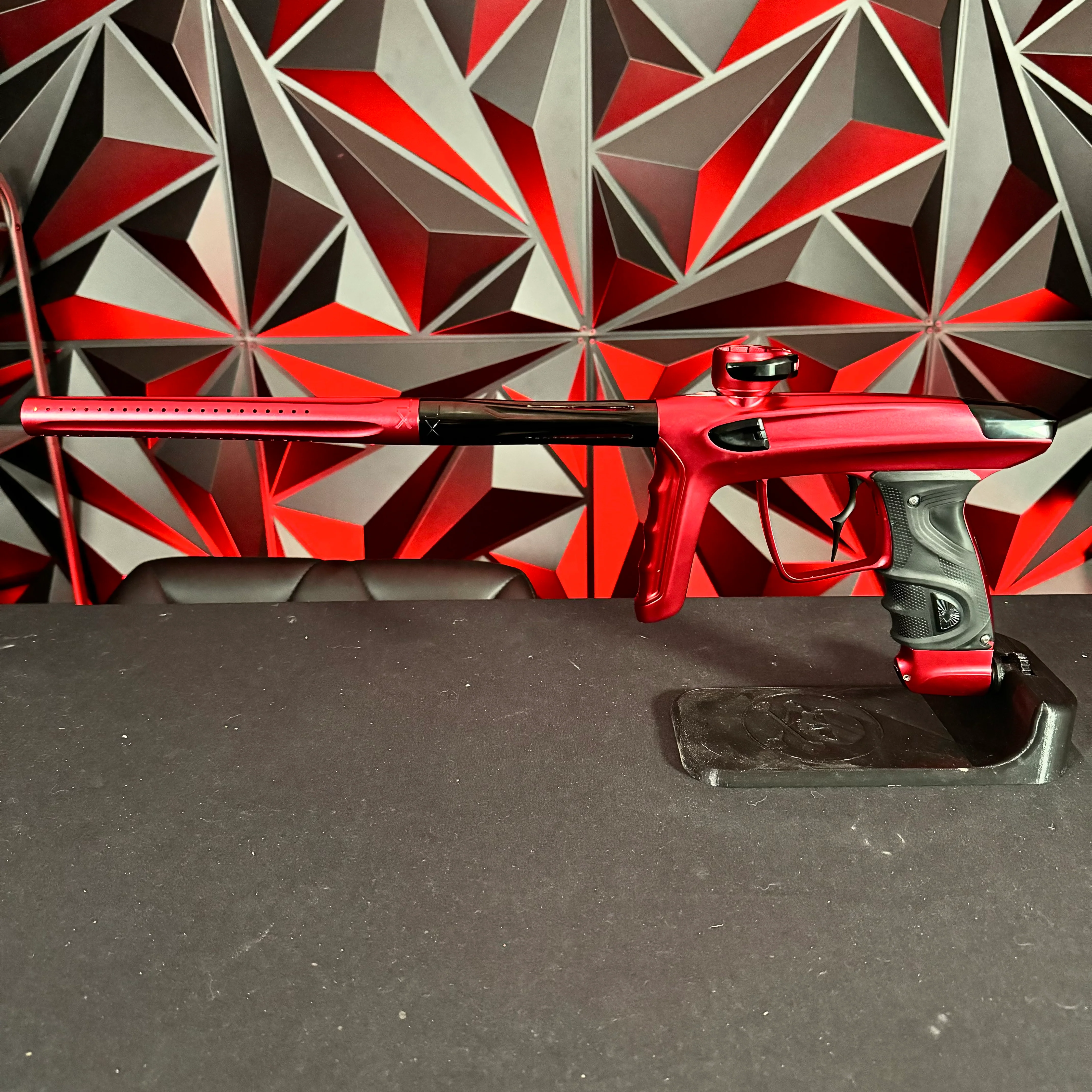 Used DLX Luxe TM40 Paintball Gun- Dust Red/Polished Black w/Infamous Deuce Trigger - Image 6