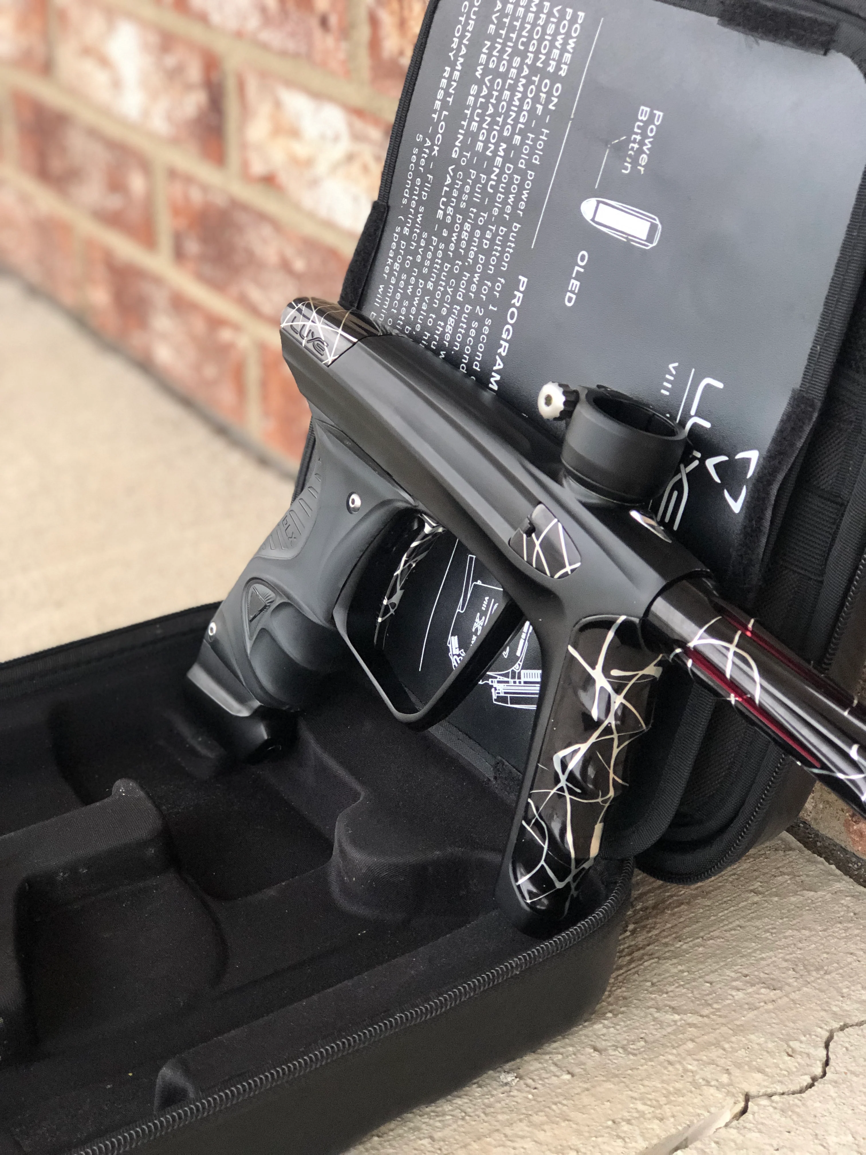 Used DLX Luxe X Paintball Gun - Dust Black w/ Black & Silver Splash Accents - Image 2