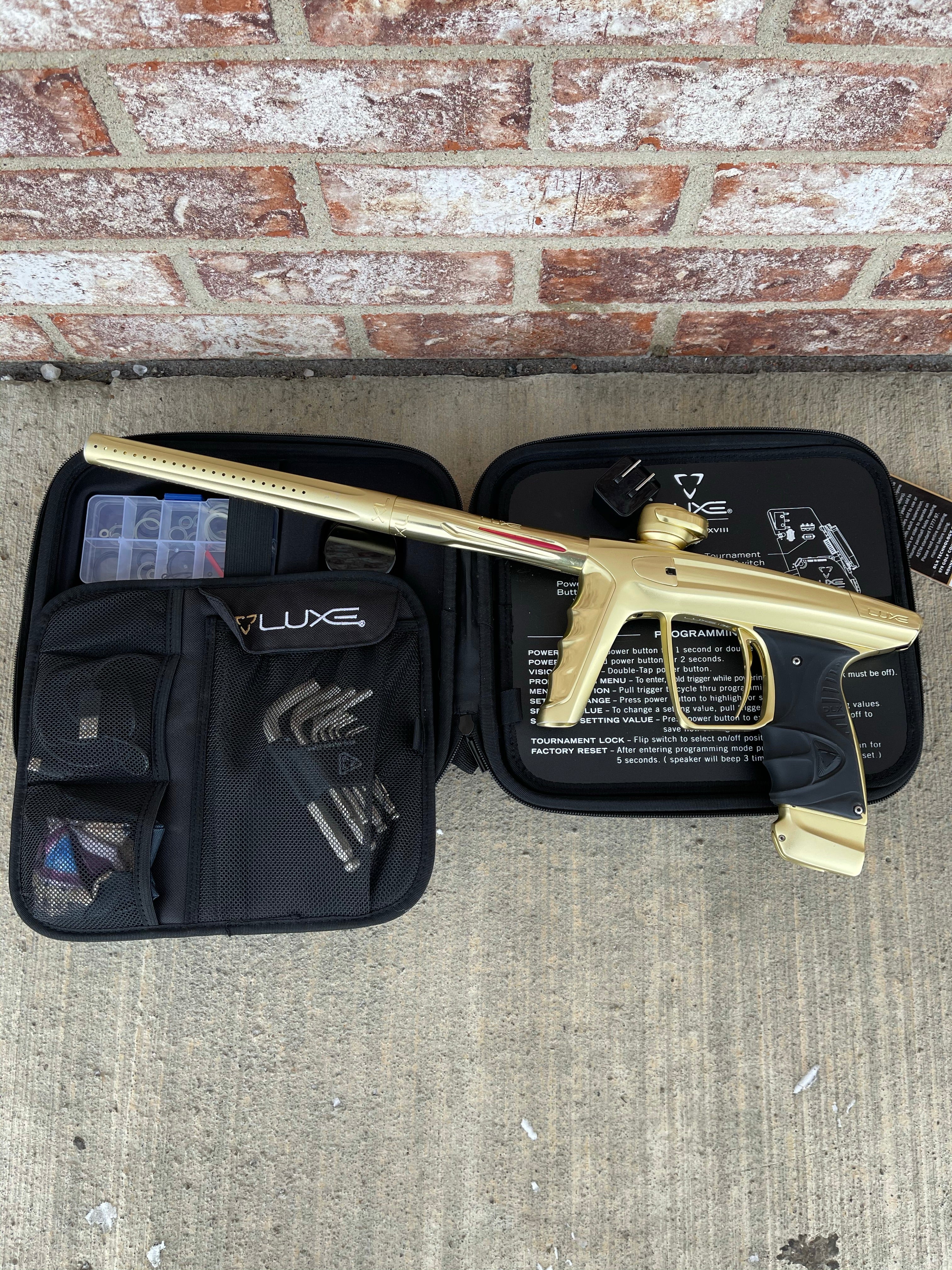 Used DLX Luxe X Paintball Gun - Dust Gold / Polished Gold - Image 5