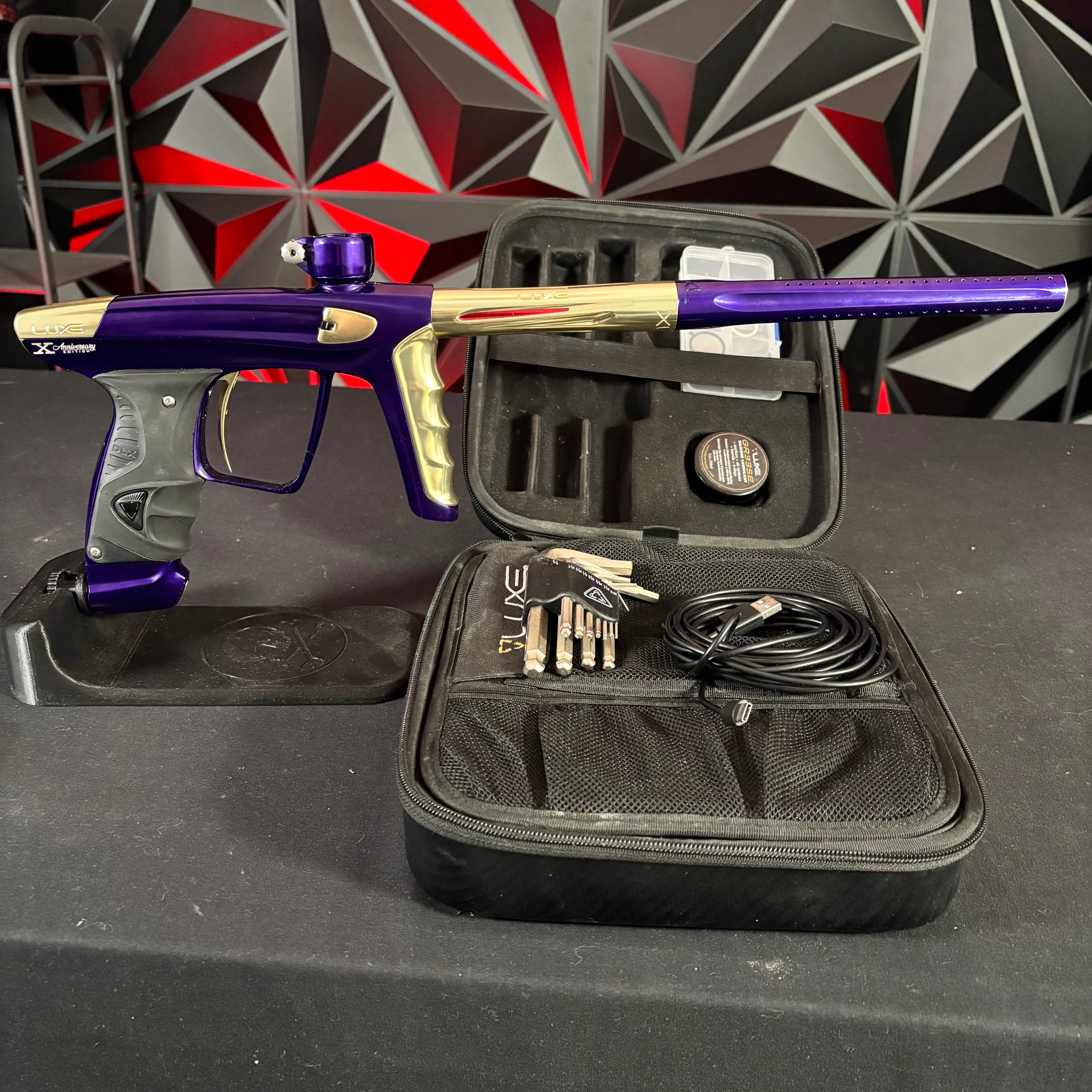 Used DLX Luxe X Paintball Gun - Polished Purple/Polished Gold - Anniversary Edition