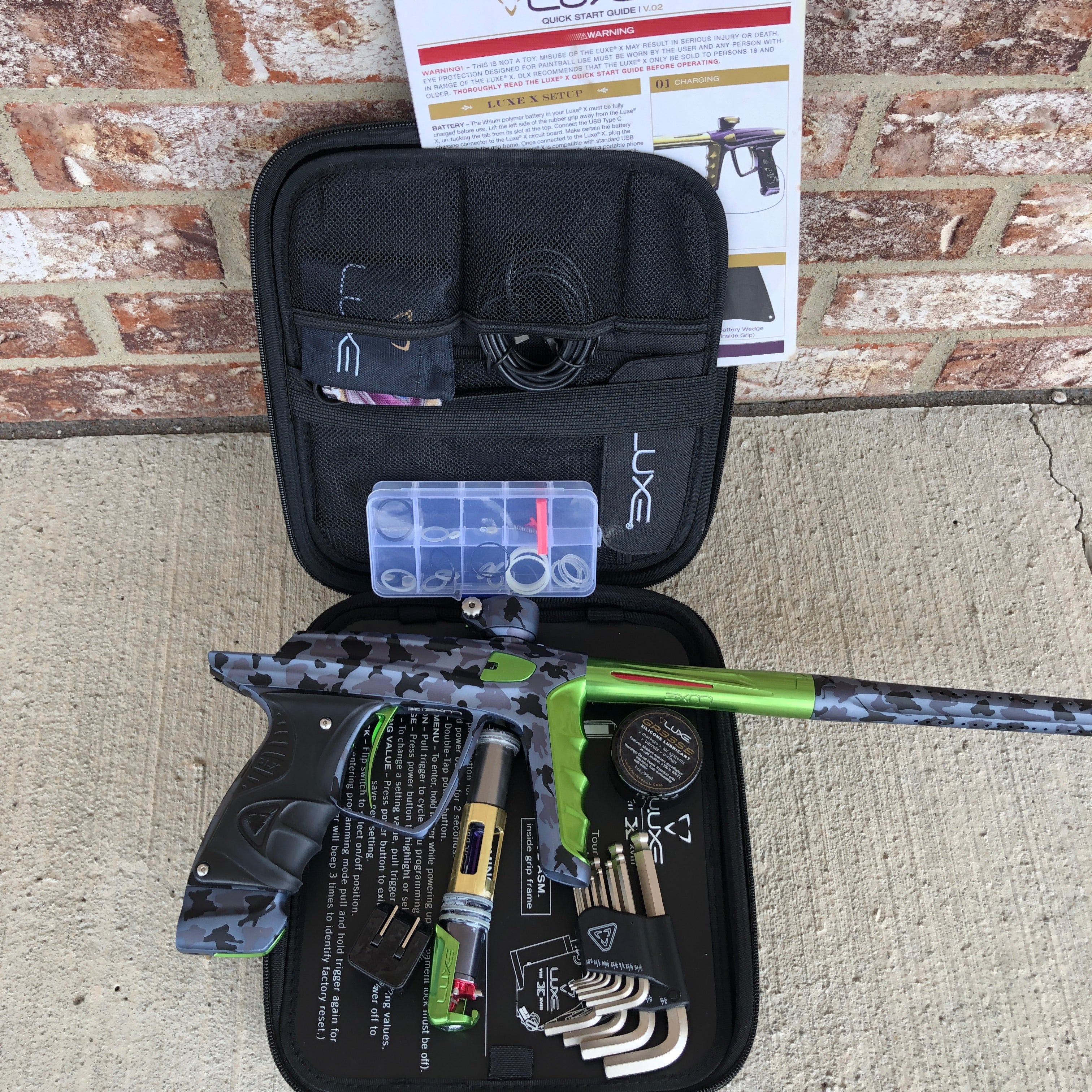 Used DLX Luxe X Paintball Gun - Urban Camo with Lime Accents - Image 5