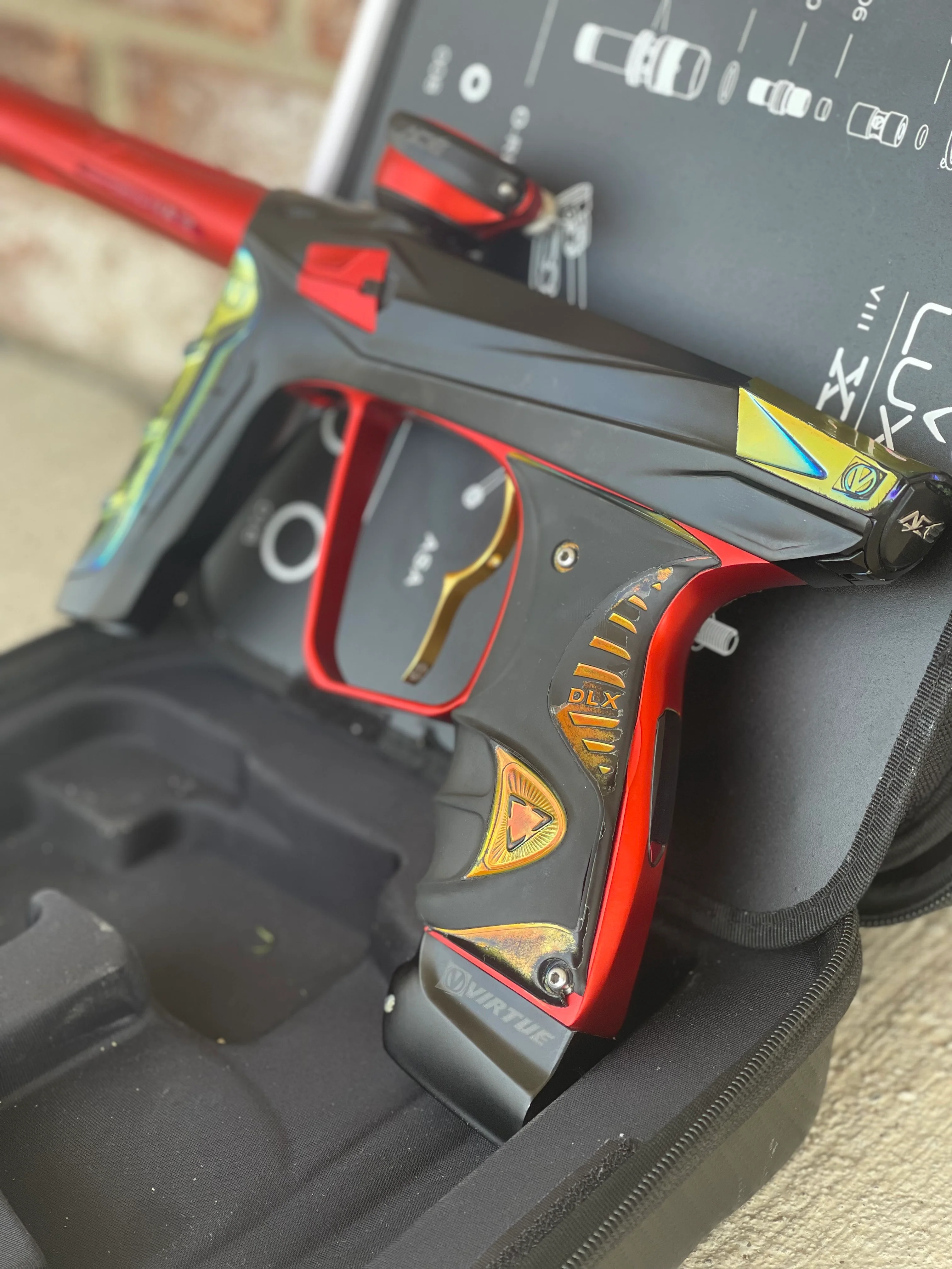 Used DLX Luxe X / Virtue Ace Paintball Gun - Black Fire - Image 2